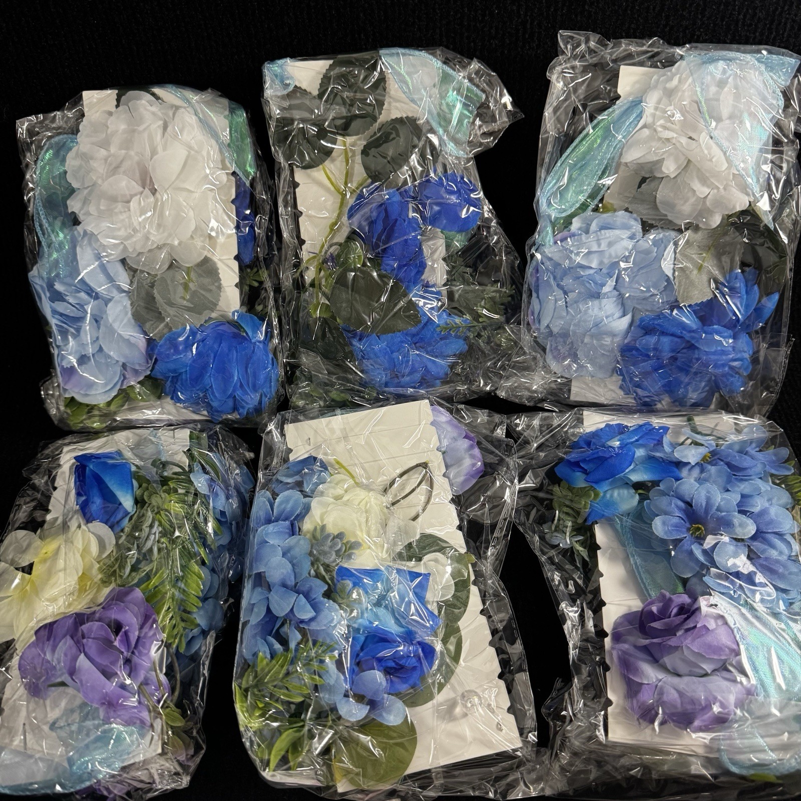 6PCS 36FT Blue Silk Flower Garland Hanging Wildflower Backdrop Wedding Decor