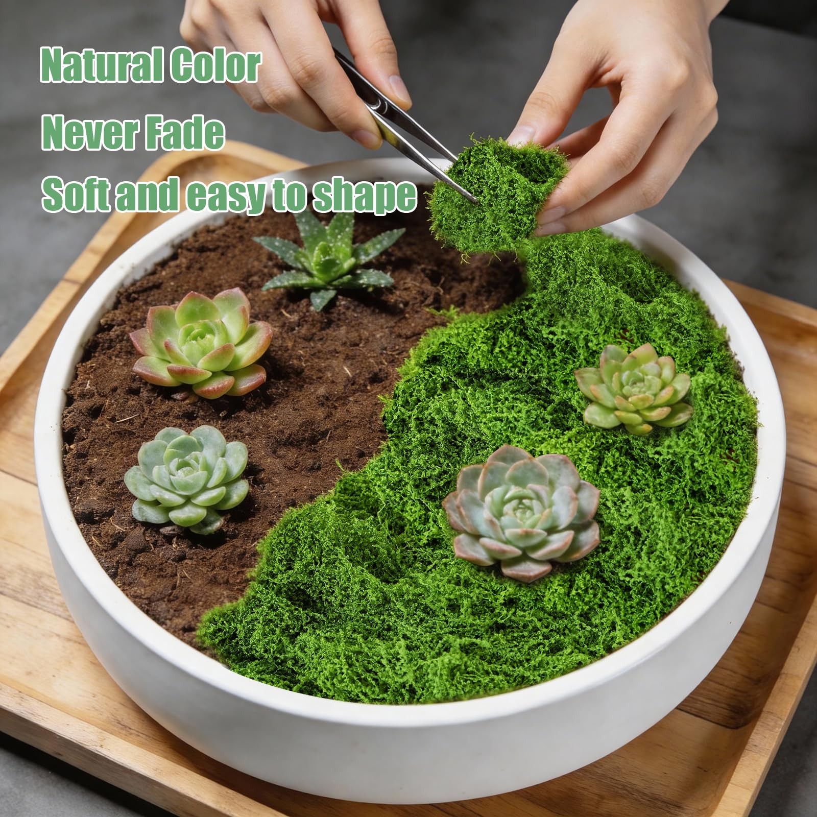 5.3oz Fake Moss for Crafts, Green Artificial Moss for Plants Indoor Outdoor