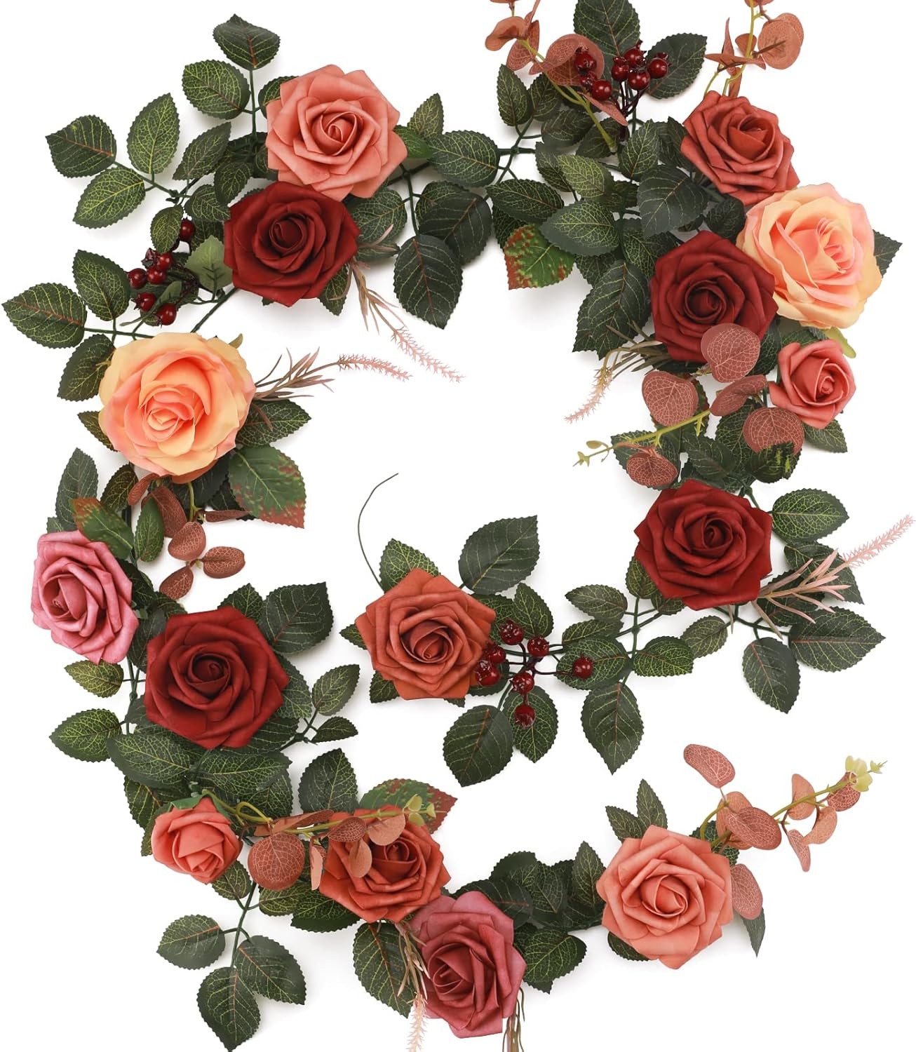 5FT Terracotta Artificial Flower Garland Fall Floral Garland Burnt Orange Arch