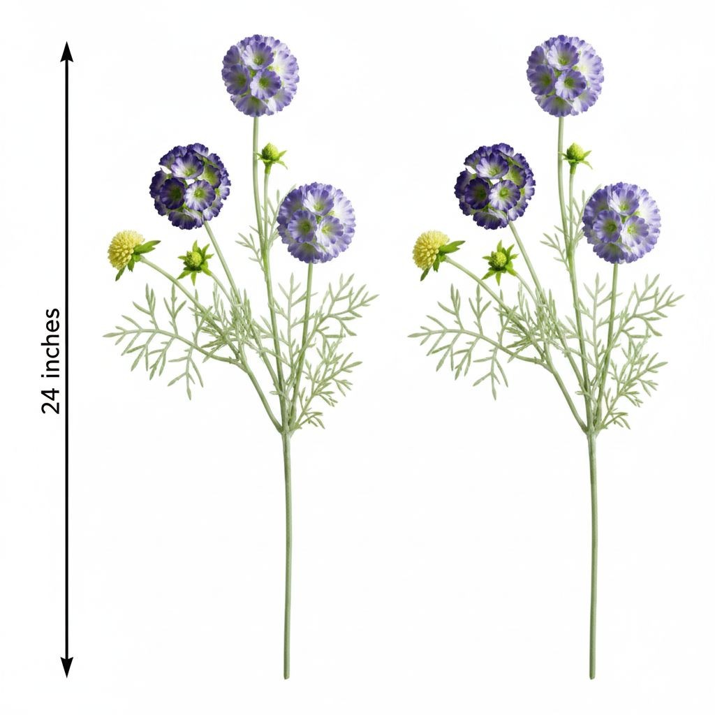 Artificial Scabiosa Flower Stems Purple Blue Faux Wildflower Cottage Floral Fill