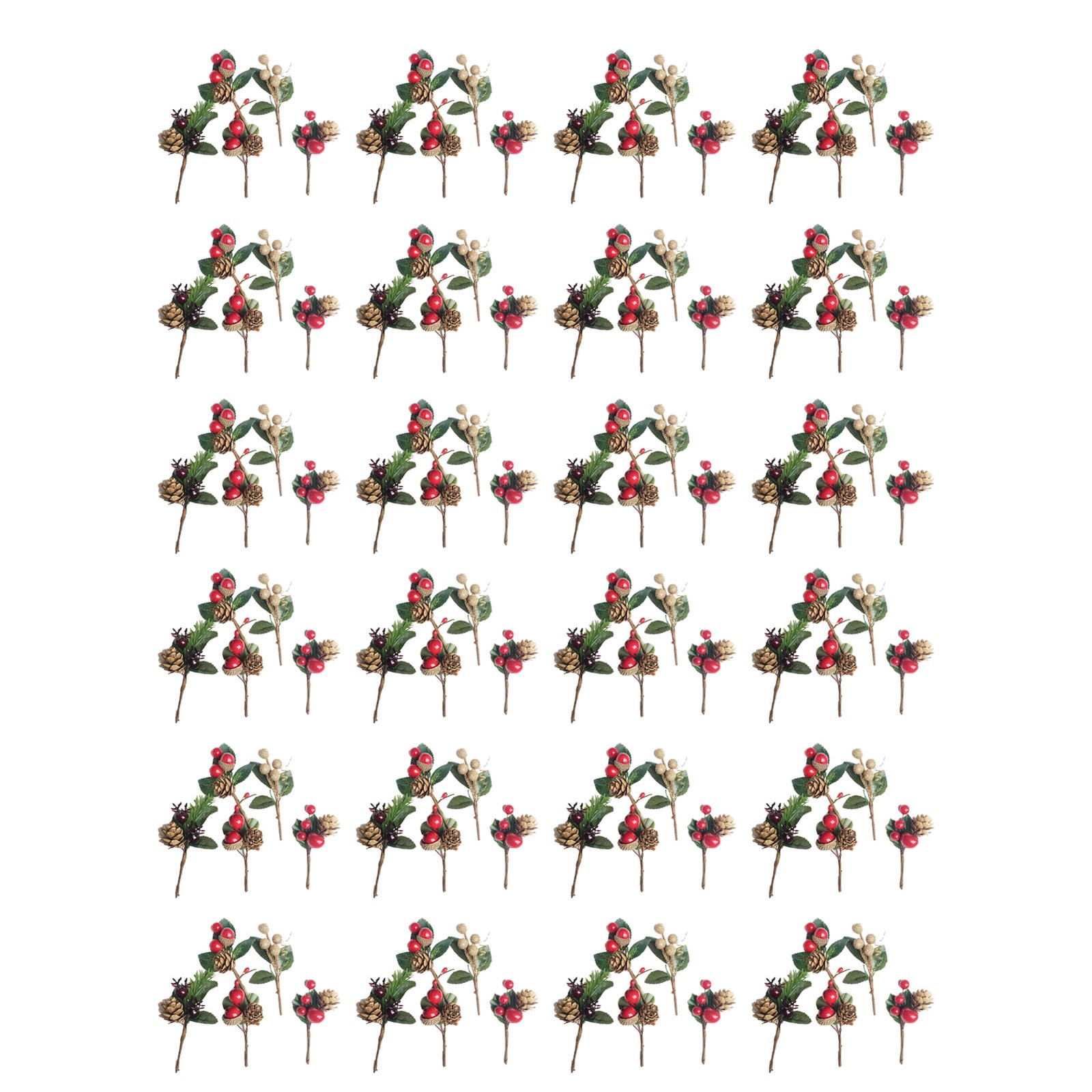 Artificial Flowers Red Berries Pine Cones For Gift Package Plastic Dried Flower