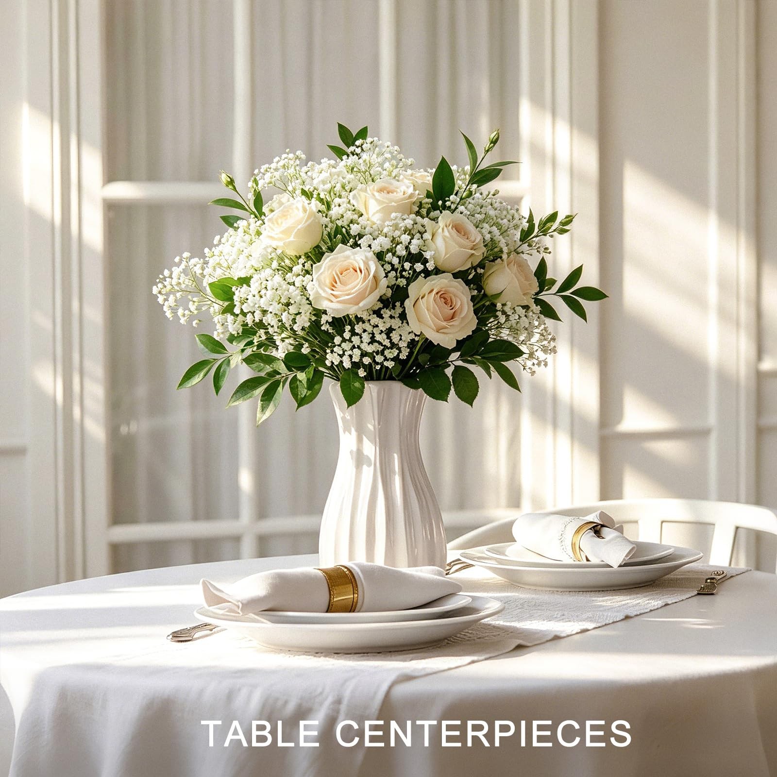 QUTCIIV Artificial Baby’s Breath Flowers 200 Pcs White