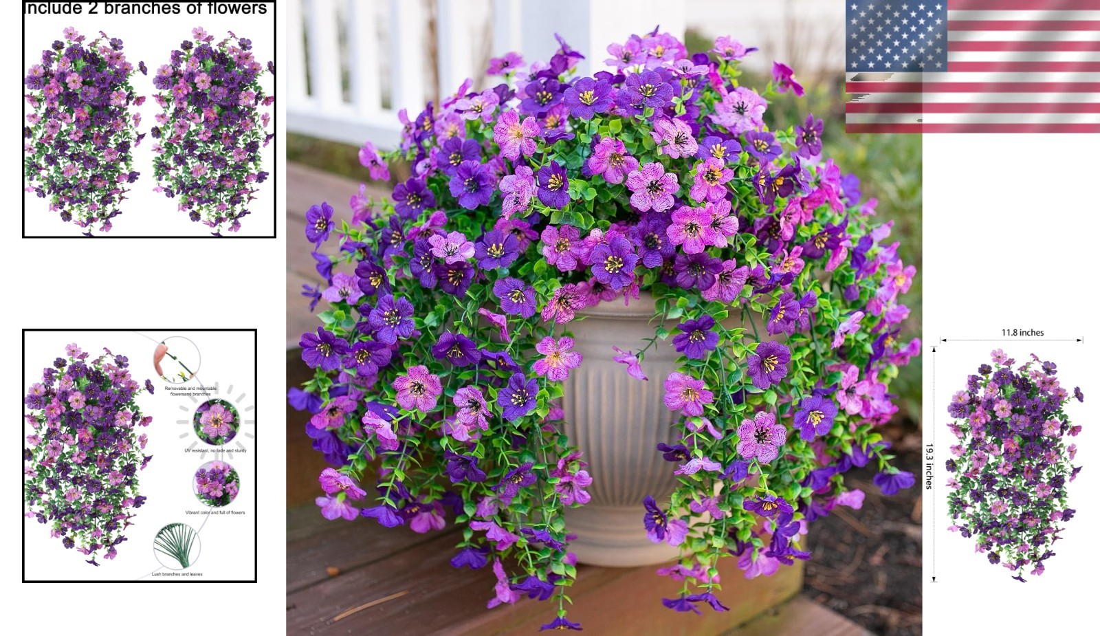 Vivid 2Pcs Purple Daisy Flowers – Low Maintenance Decor for -Round Beauty