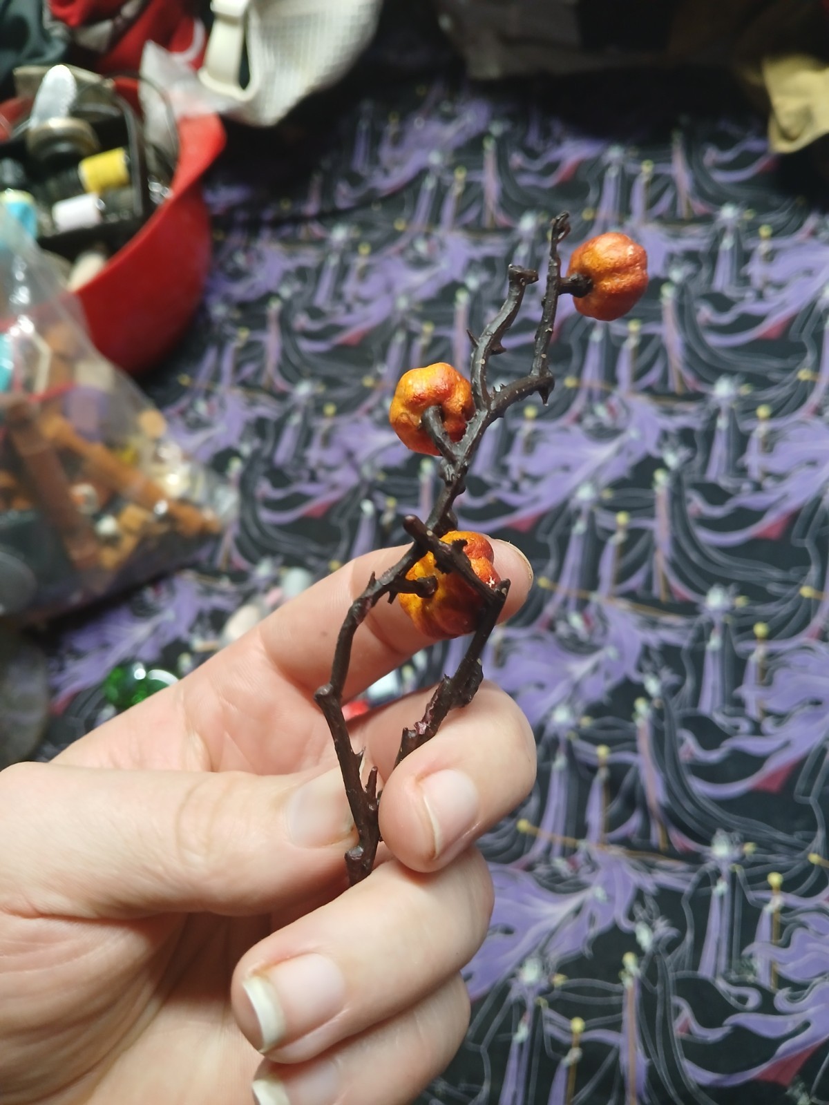 artificial berry floral pick Short Stem Like Tiny Pumpkins.