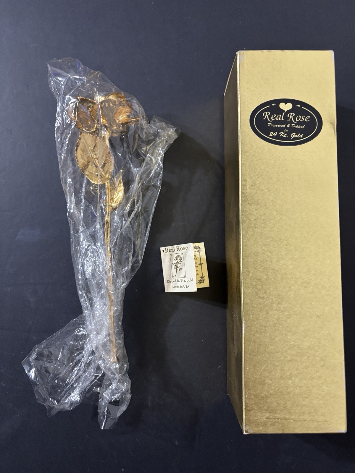 Real Rose Preserved and Dipped in 24K Gold – with Box