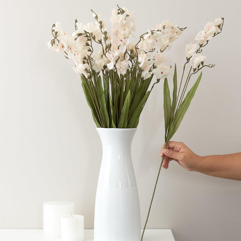 Set of 12 Bright White Artificial Freesia 26″ Floral Sprays
