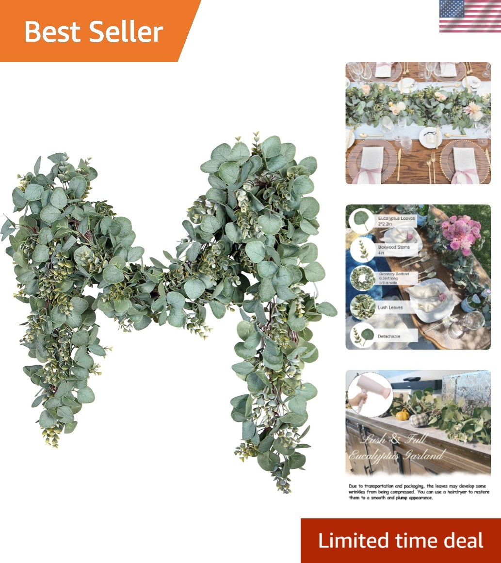 Lush 6.56 Ft Faux Eucalyptus Garland – Perfect for Baby Showers & Parties