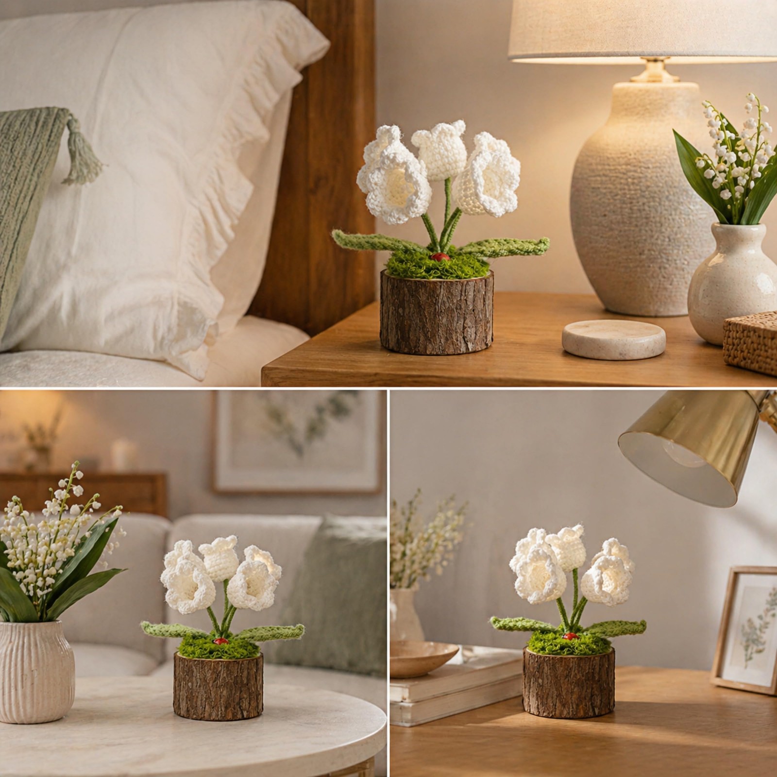 Lily of The Valley Lamp Crochet Flowers Artificial Flowers Handmade Knitted N…