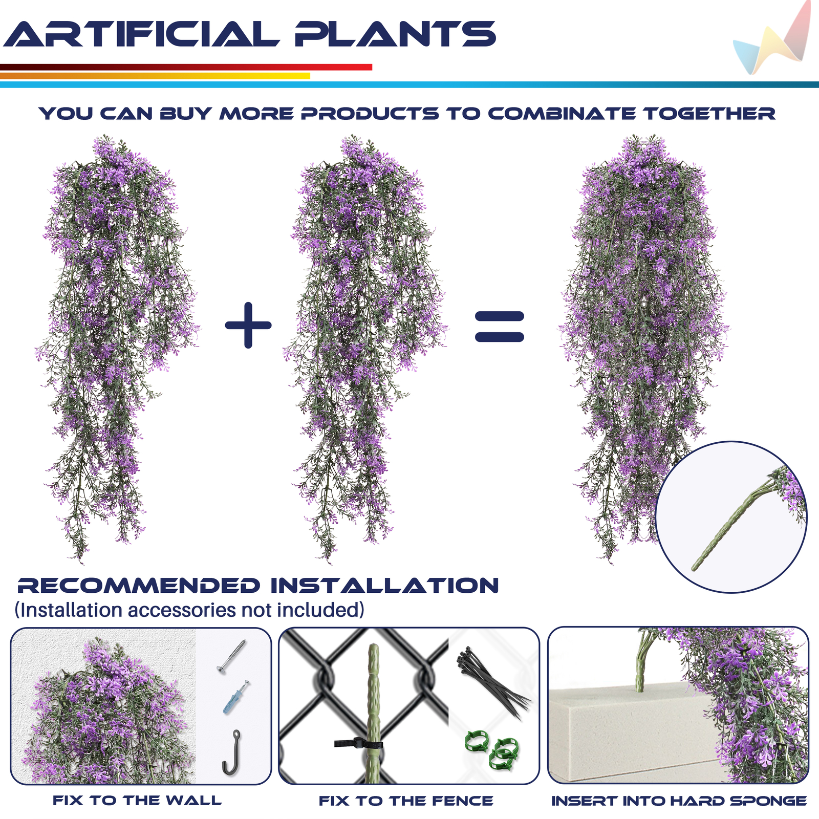Artificial Flowers Fake Plant Branches Decor Hanging Outdoor Wedding Home Garden