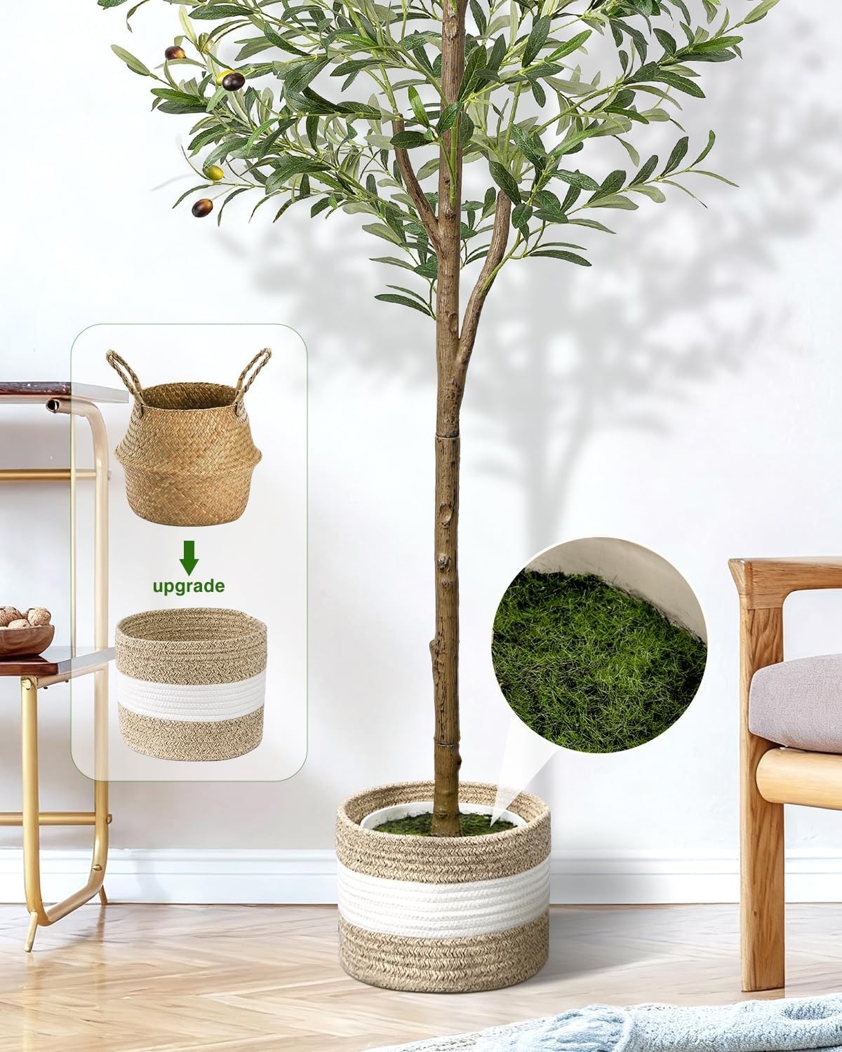 Artificial Olive Tree 5.5FT Faux Indoor Decorative Plant | Tall Trees with Pl…