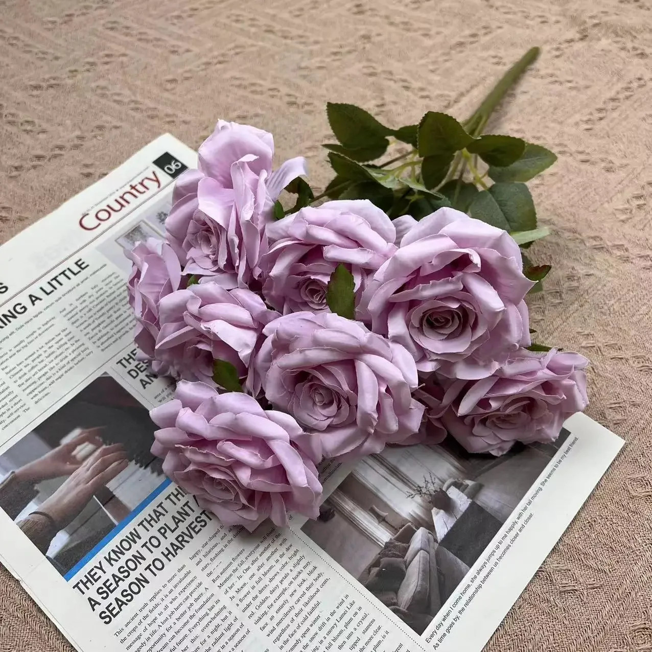 9 Head Diamond Roses European Artificial Flowers Home Wedding Rose Wedding Hotel