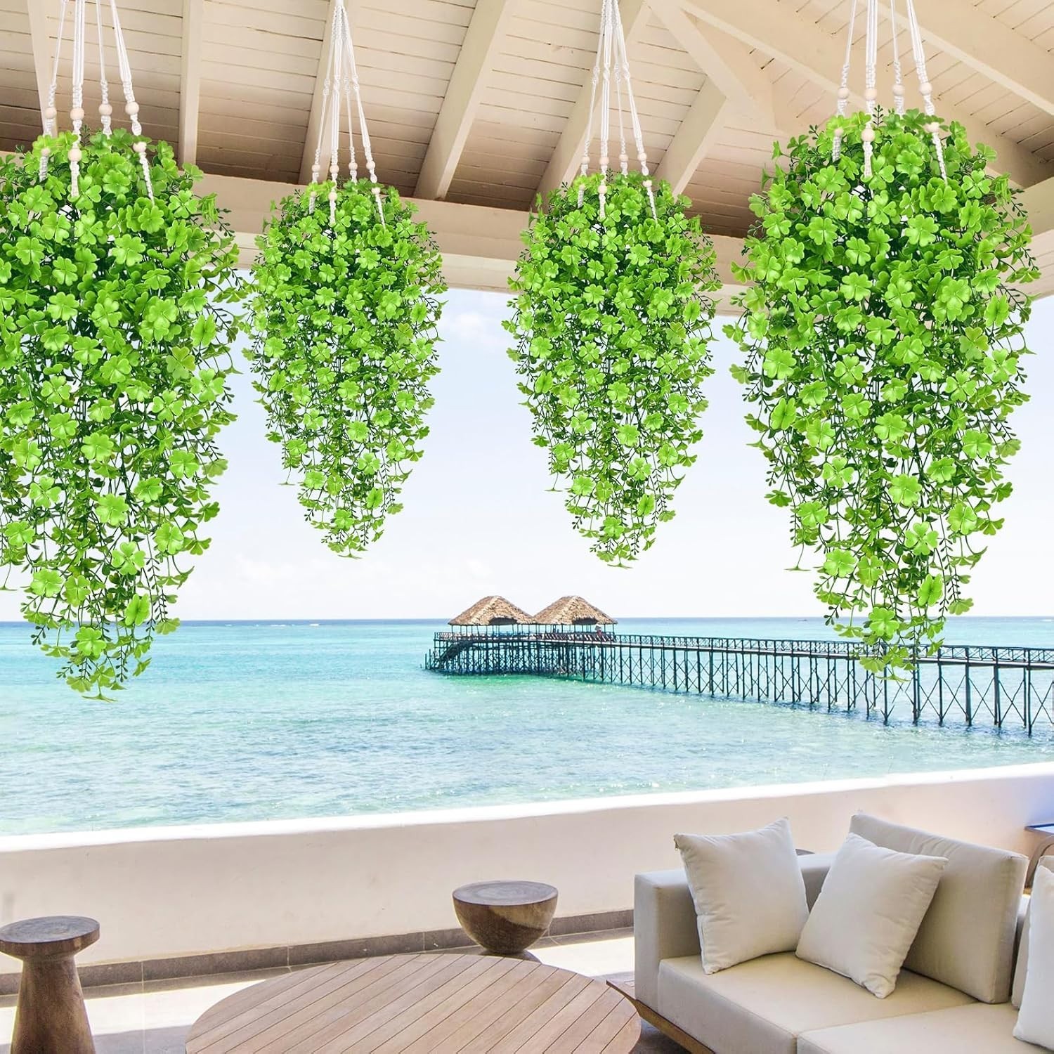 4pcs Fade Resistant Artificial Hanging Plants for Home and Office Aesthetics