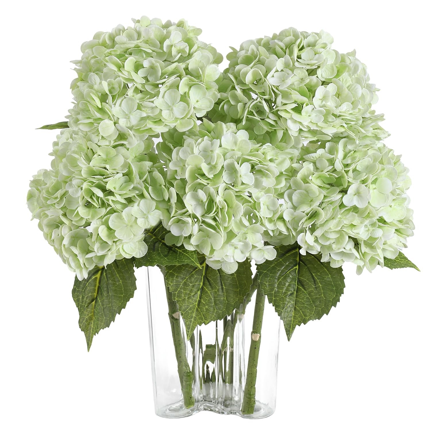 3pcs Light Green Lifelike Hydrangea Artificial Flowers 22inch Real Touch Faux…