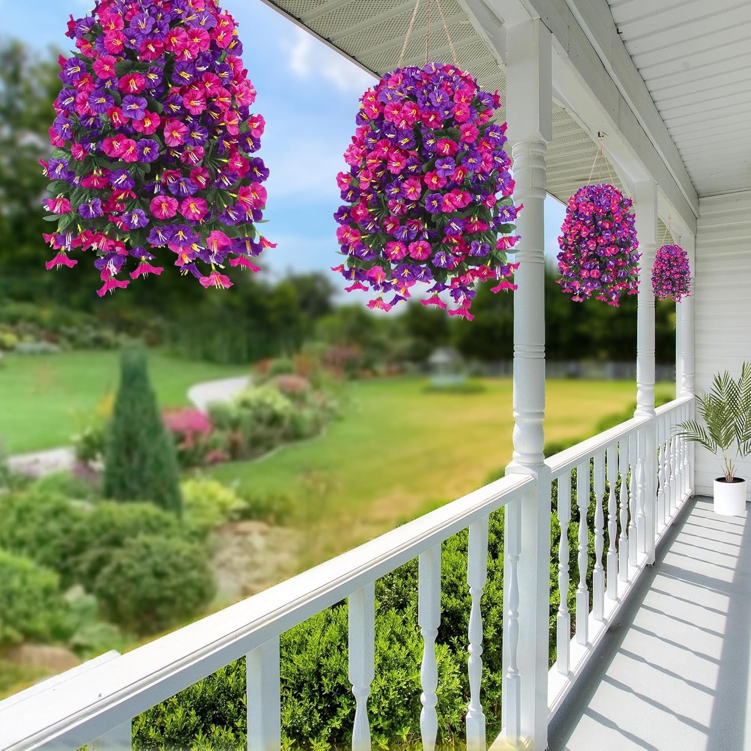Vibrant 4PCS Silk Hanging Flowers – UV Resistant for Stunning Outdoor Settings