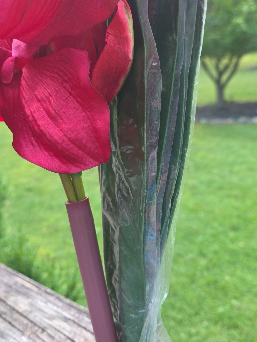 Red Faux Artificial Amaryllis Flowers 27″ Long Stem Bundle 6 Bouquet Set Silk