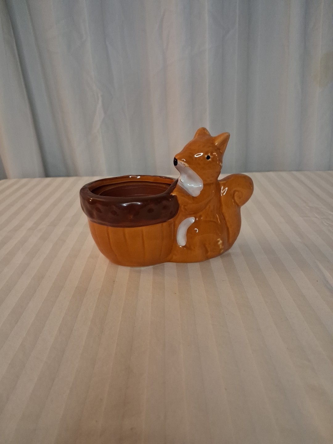 A Vintage Ceramic Squirrel Planter Mid-Century Cottage Core Glossy Glaze