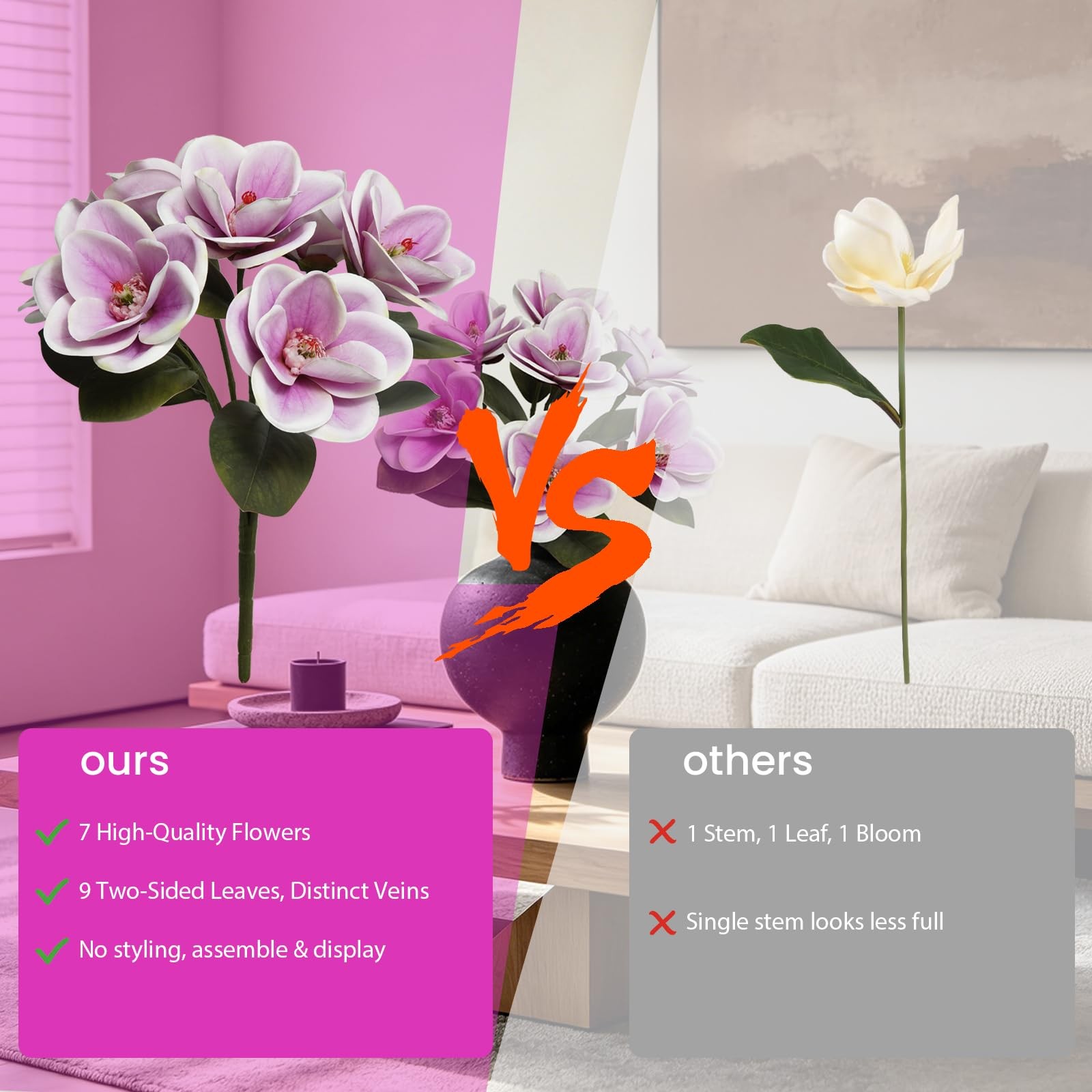 Artificial Magnolia Flowers, Real Touch Magnolia Stems