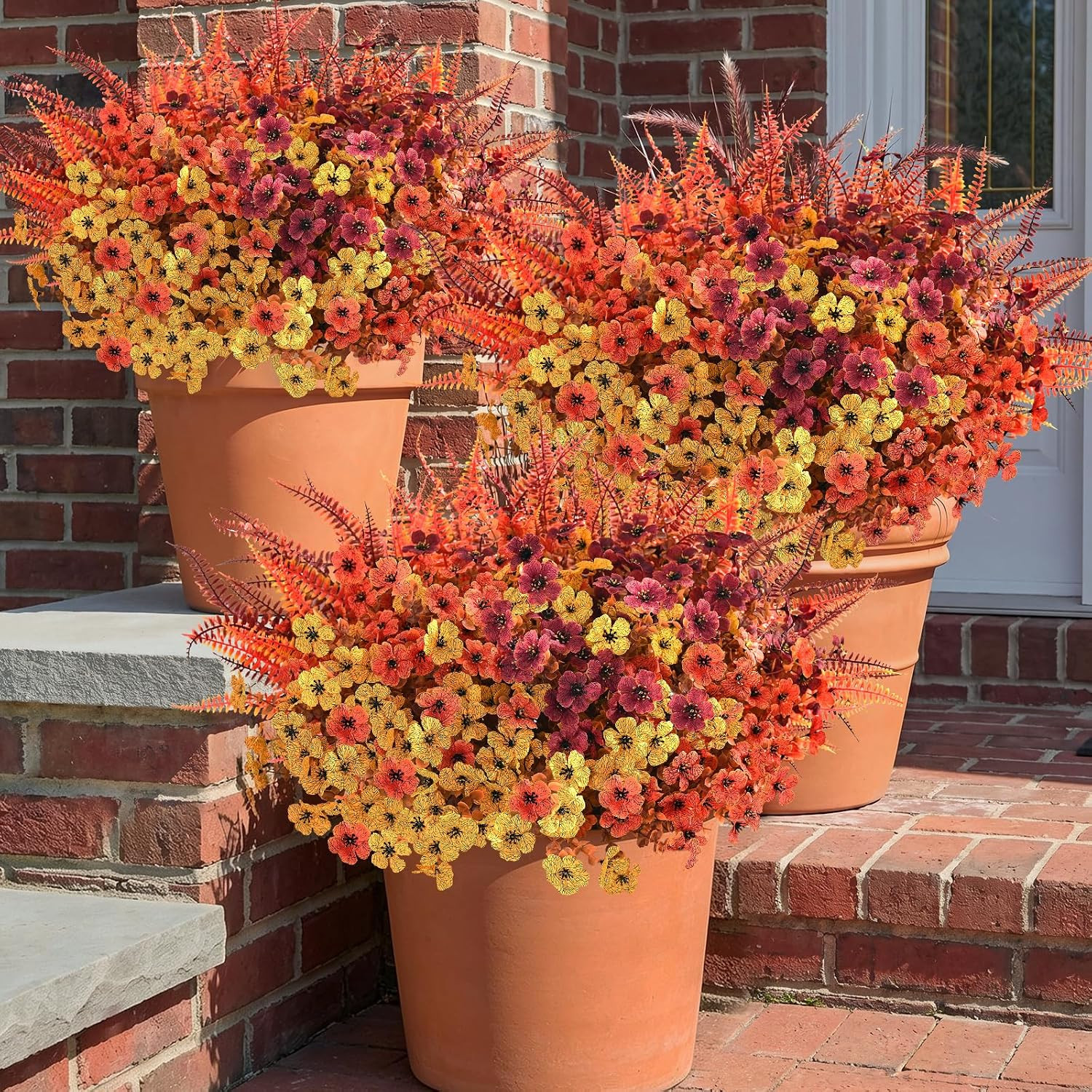 Artificial Fall Flowers for Outdoors, Fall Flowers Decor, 15Pcs Fake Mums | UV R