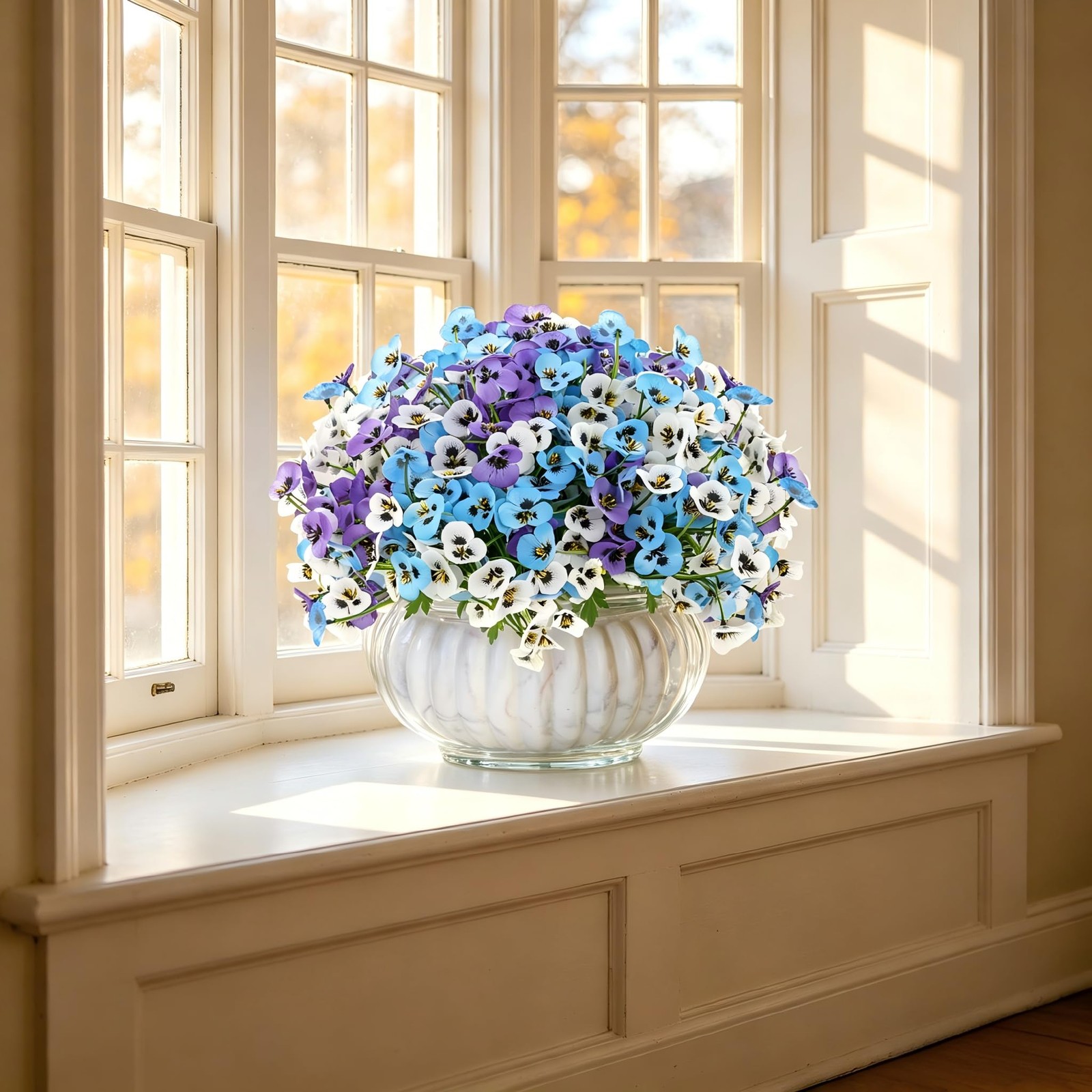 12 Bundles Lifelike Artificial Pansy Flowers, UV Resistant No Fade Silk Fake …