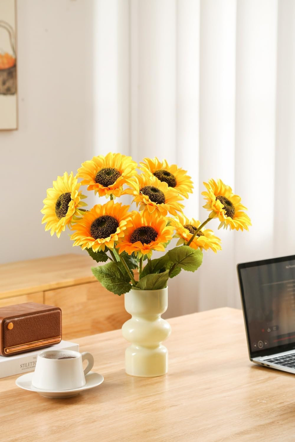 Artificial Sunflower Flowers Long Stem Silk Fake Sunflowers Decoration