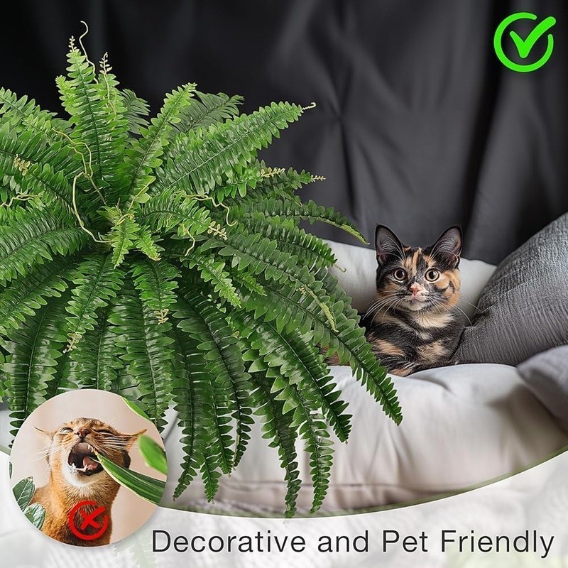 Artificial Boston Ferns Bundle Lifelike Plants Easy Care Indoor Outdoor Decor US