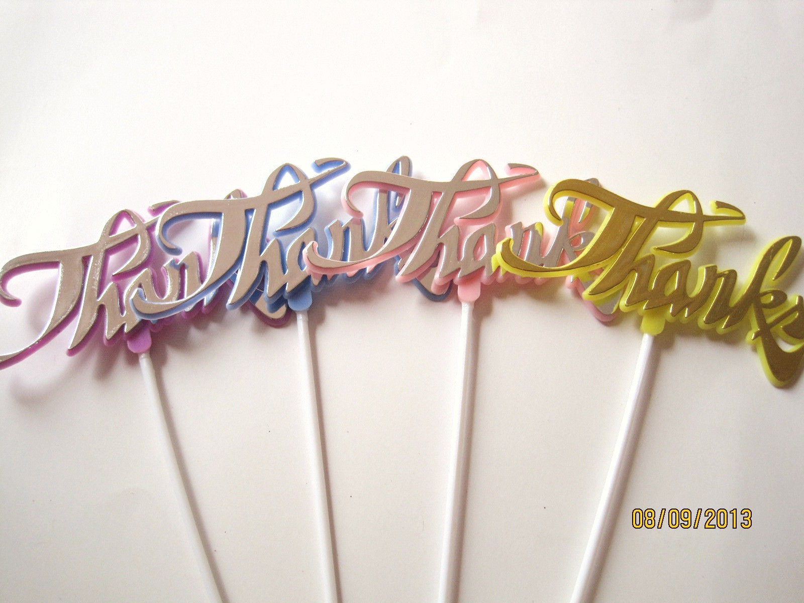 Floral Picks THANKS, THANK YOU, THANKS FOR A JOB WELL DONE, 3, 6 or 12/Pk NEW!