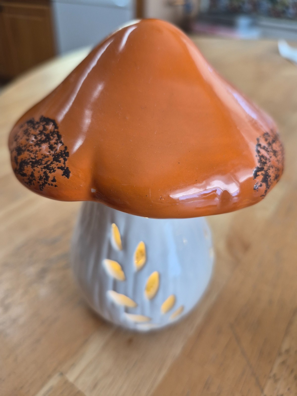 3 Lighted Mushroom Fairy Lights Ceramic Home Table Decor Orange Yellow Green