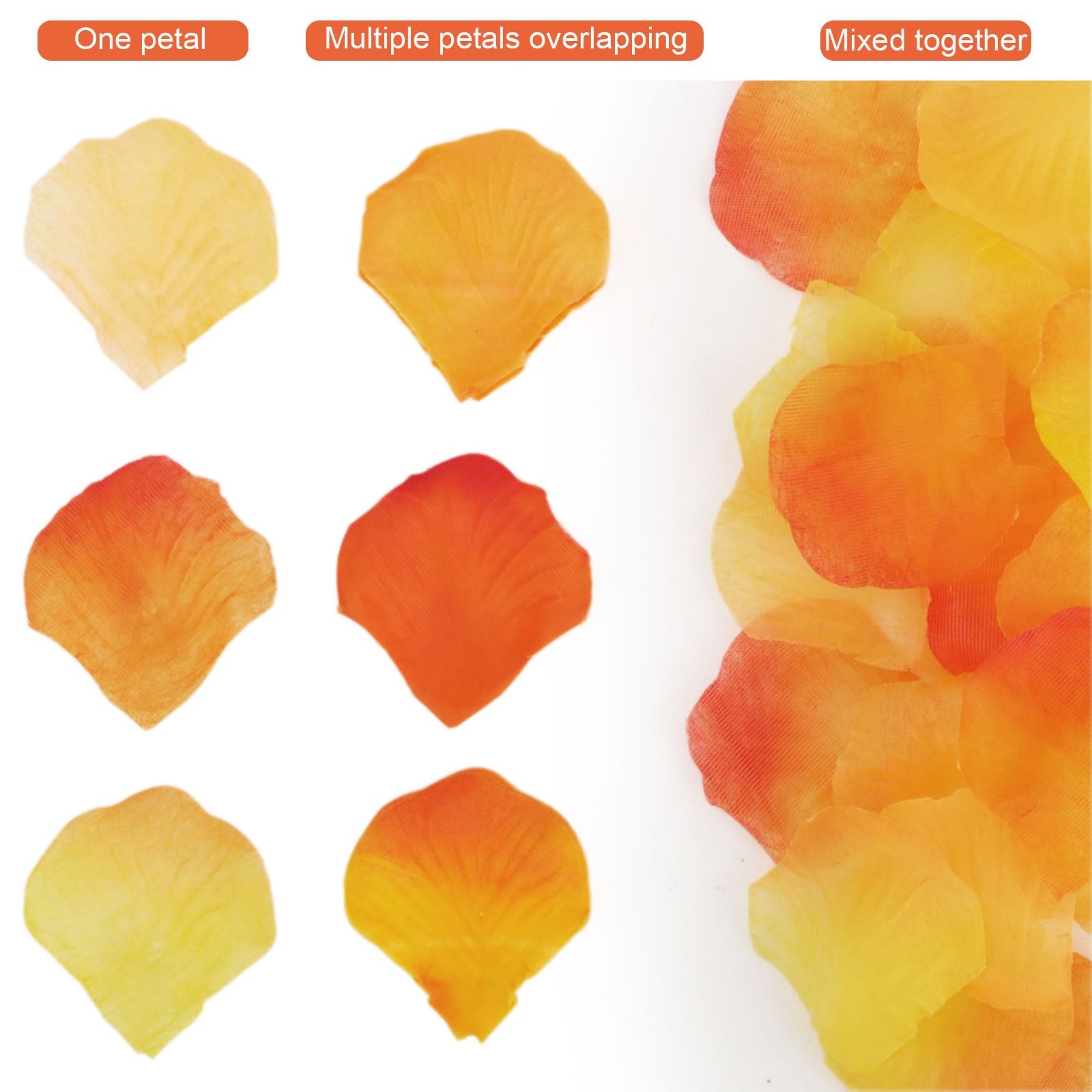 3000 PCS Orange Yellow Artificial Rose Petals Wedding Flower Decor Supplies