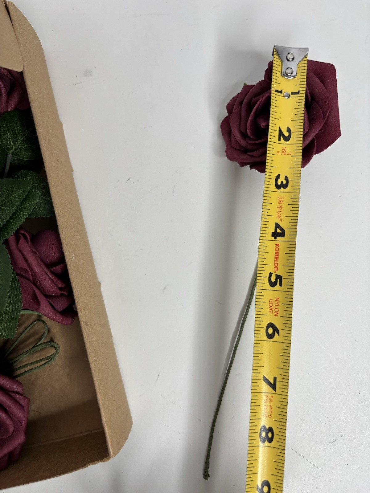Artificial Flowers Real Look Burgundy Foam Roses 16 stems & 7 Greenery