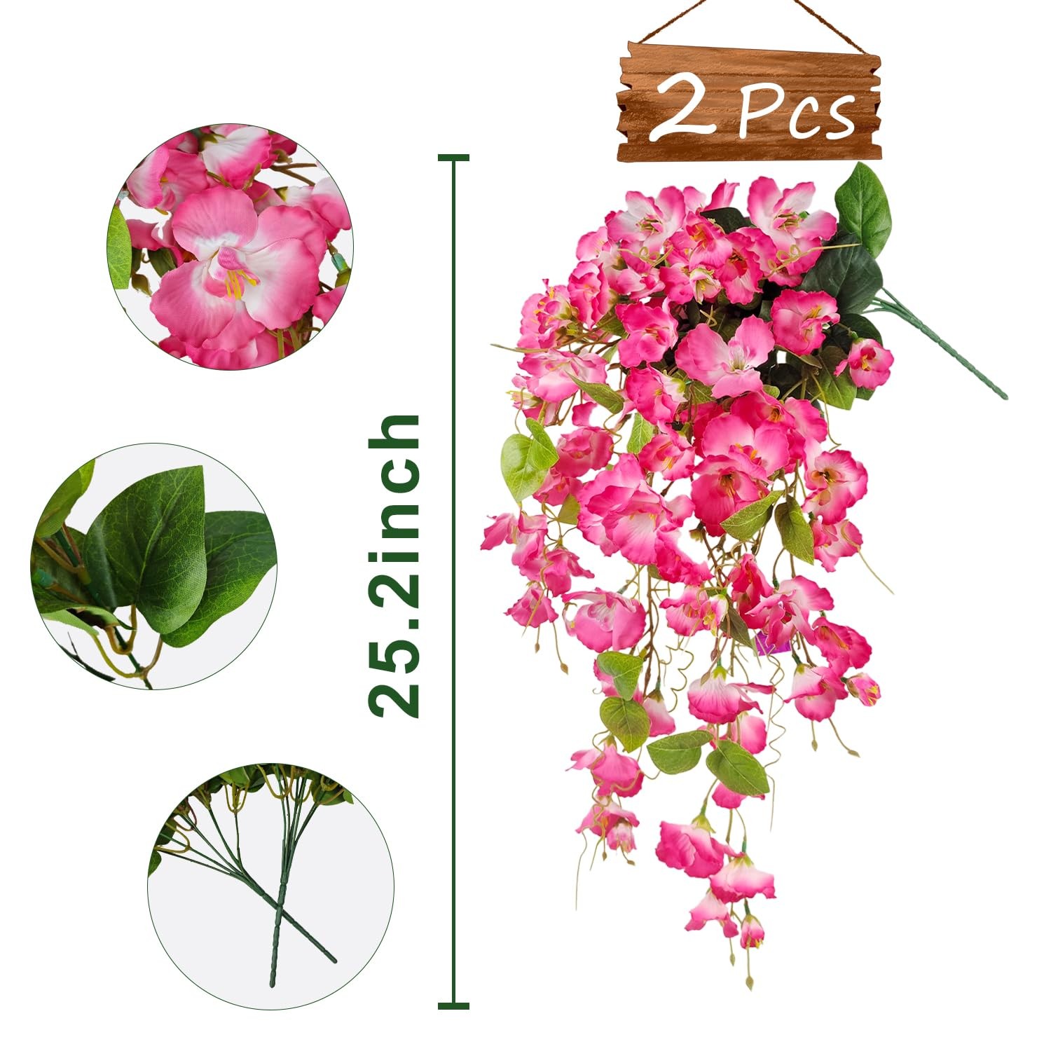 Artificial Fake Hanging Flowers Plants for Outdoor, Faux Silk Hibiscus Long T…