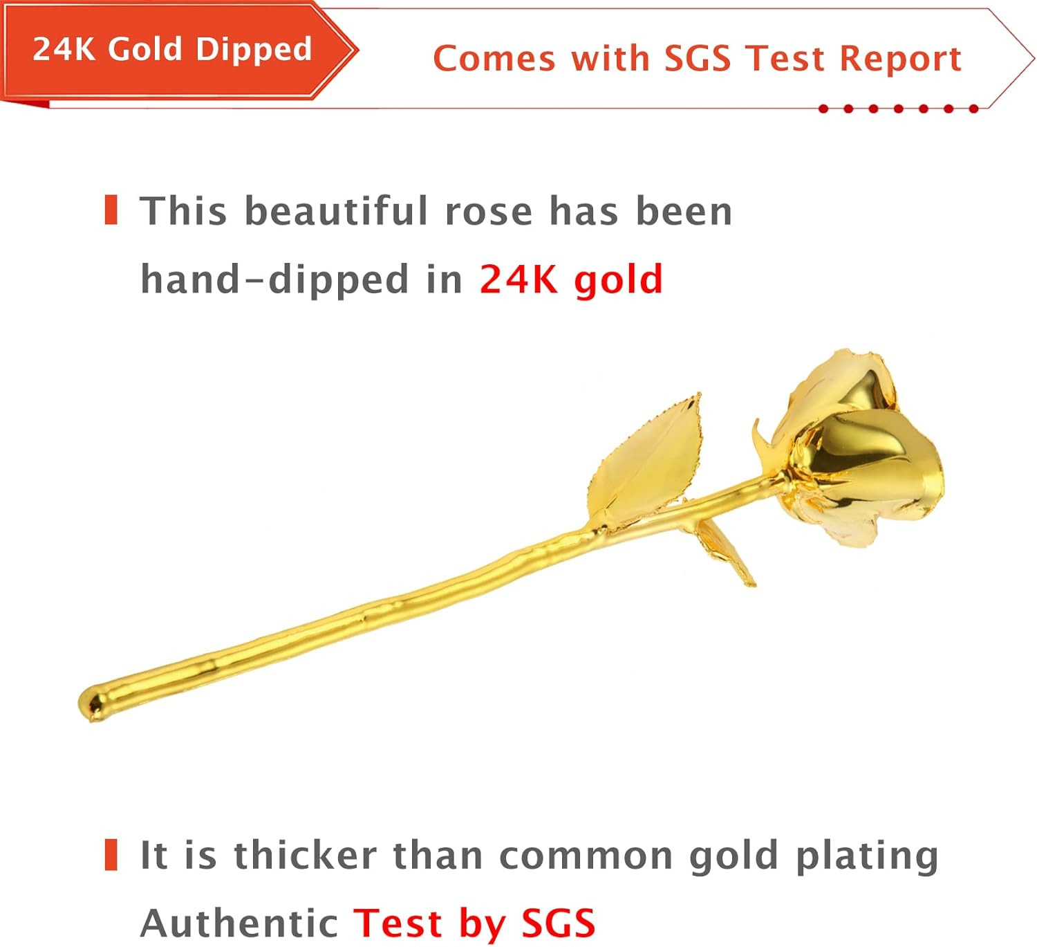 24K Gold Dipped Rose – Unique Gift for Anniversary, Valentine, Mother’s Day