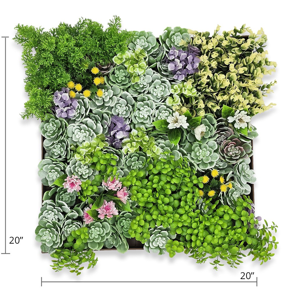 20″ Square Vertical Hanging Artificial Succulent Wall Art – Wall Mount 3D