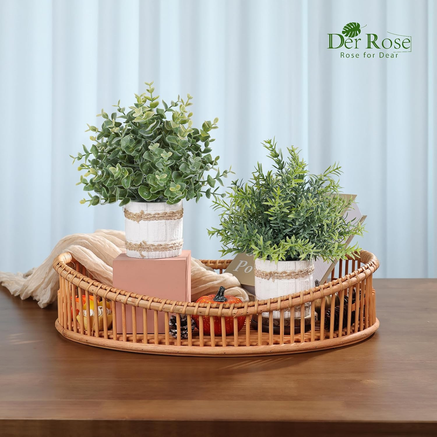 Der Rose 4 Pack Farmhouse Fake Plants Artificial Plants Indoor for Home Kitchen