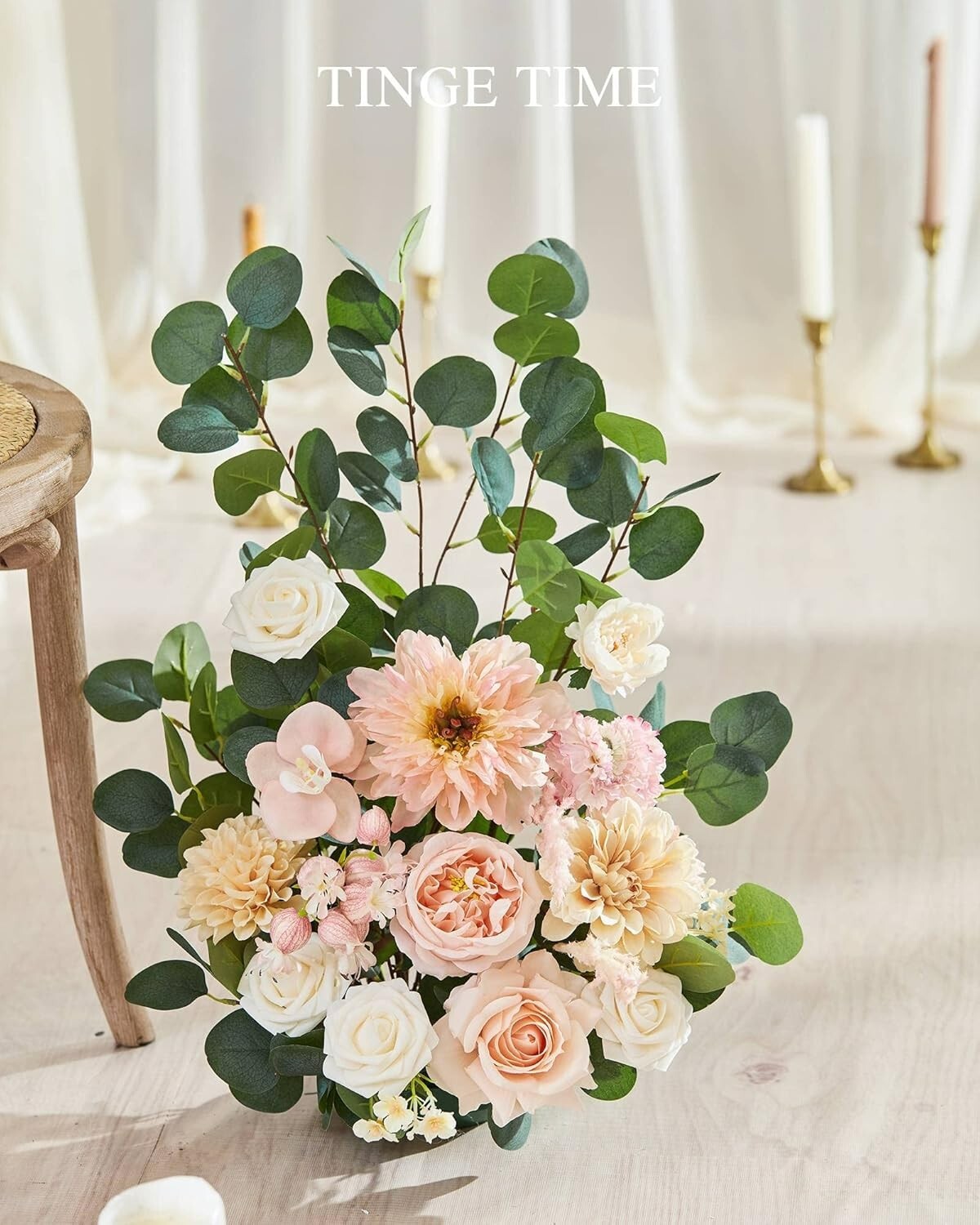 TINGE TIME Free-Standing Artificial Flower Set of 2, with Rubber Pad