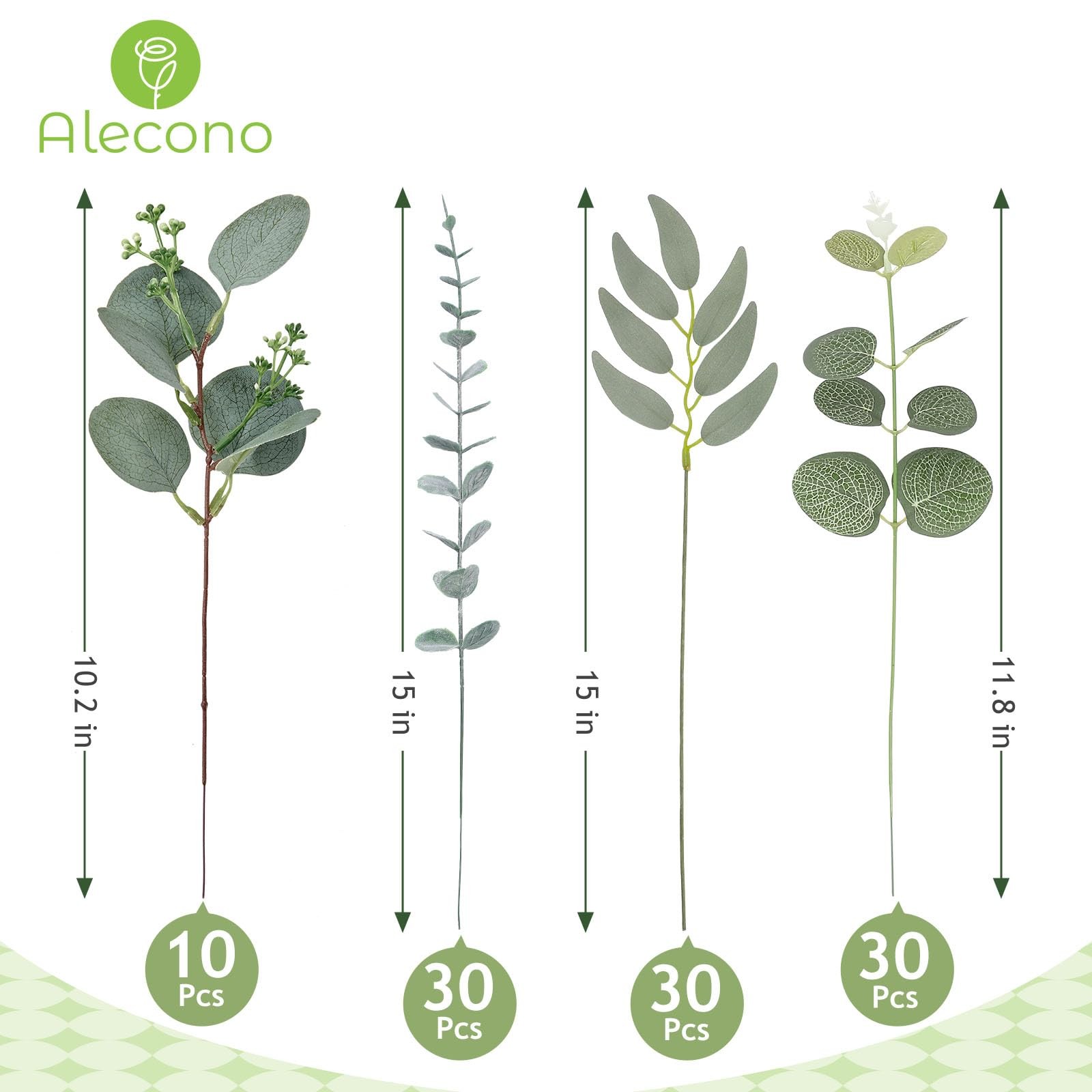 100pcs Mixed Eucalyptus Leaves Stems Bulk, 4 Kinds Artificial Greenery Stems …