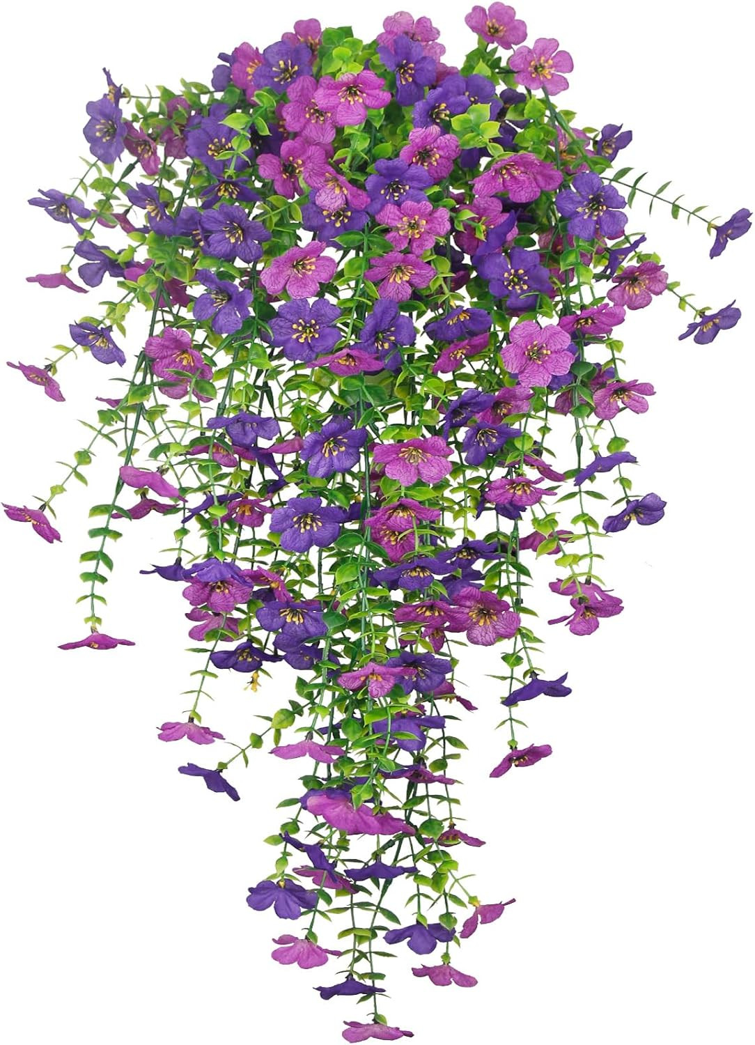 3 Pcs Artificial Hanging Flowers for Outdoors Spring Summer Purple Faux Silk Dai