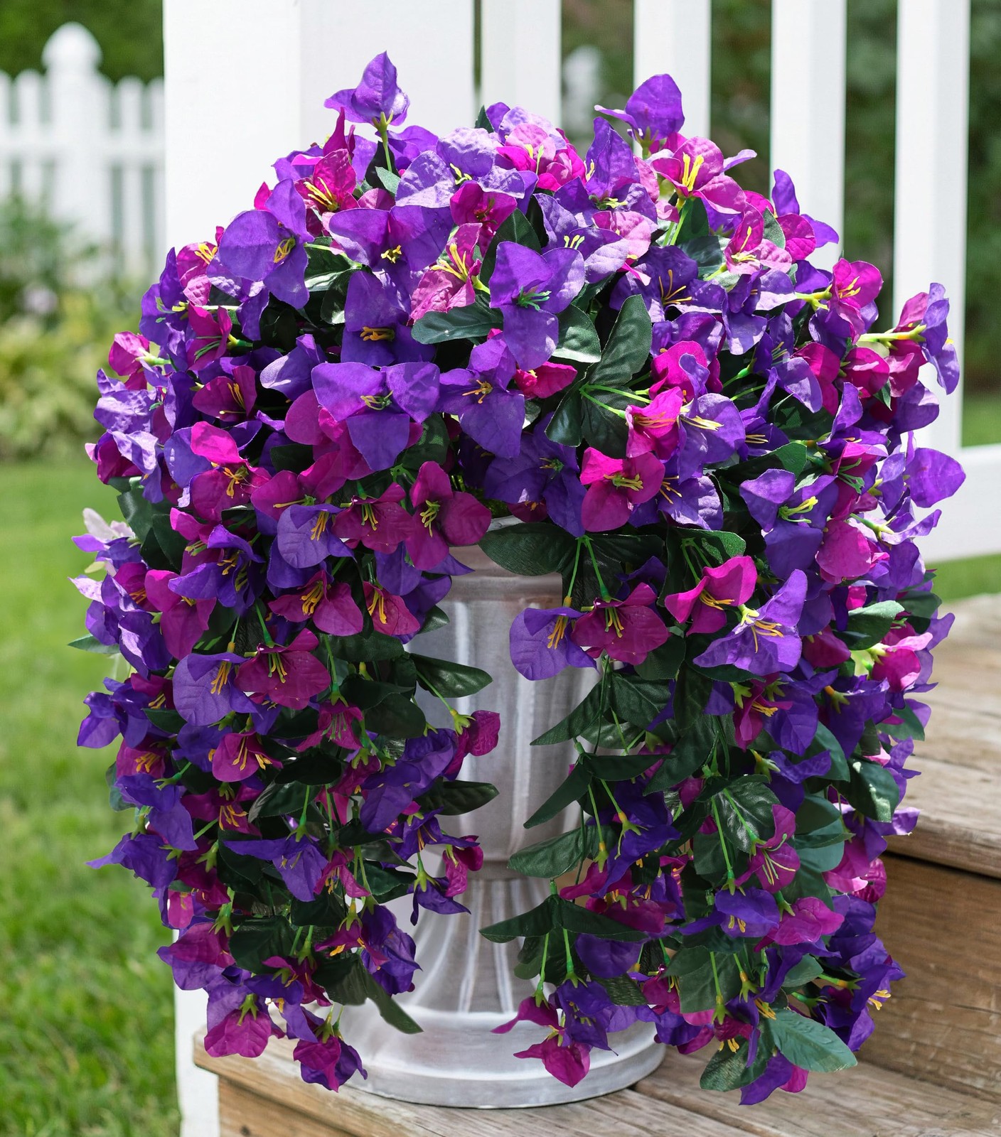 2 PCS Bougainvillea Artificial Hanging Flowers Plants for Outdoors, Mix