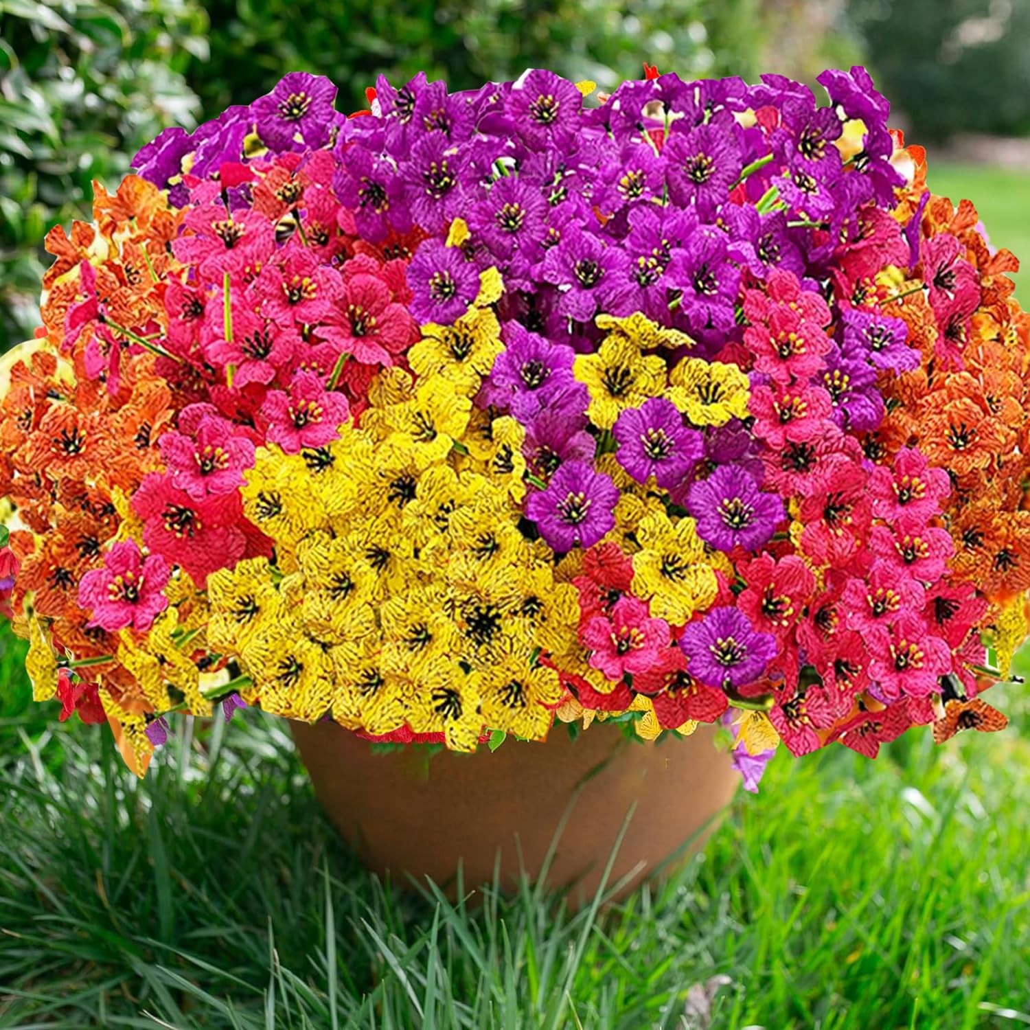 20 Bundles Artificial Flowers for Outdoors,No Fade Fake Silk Flowers with Pla…