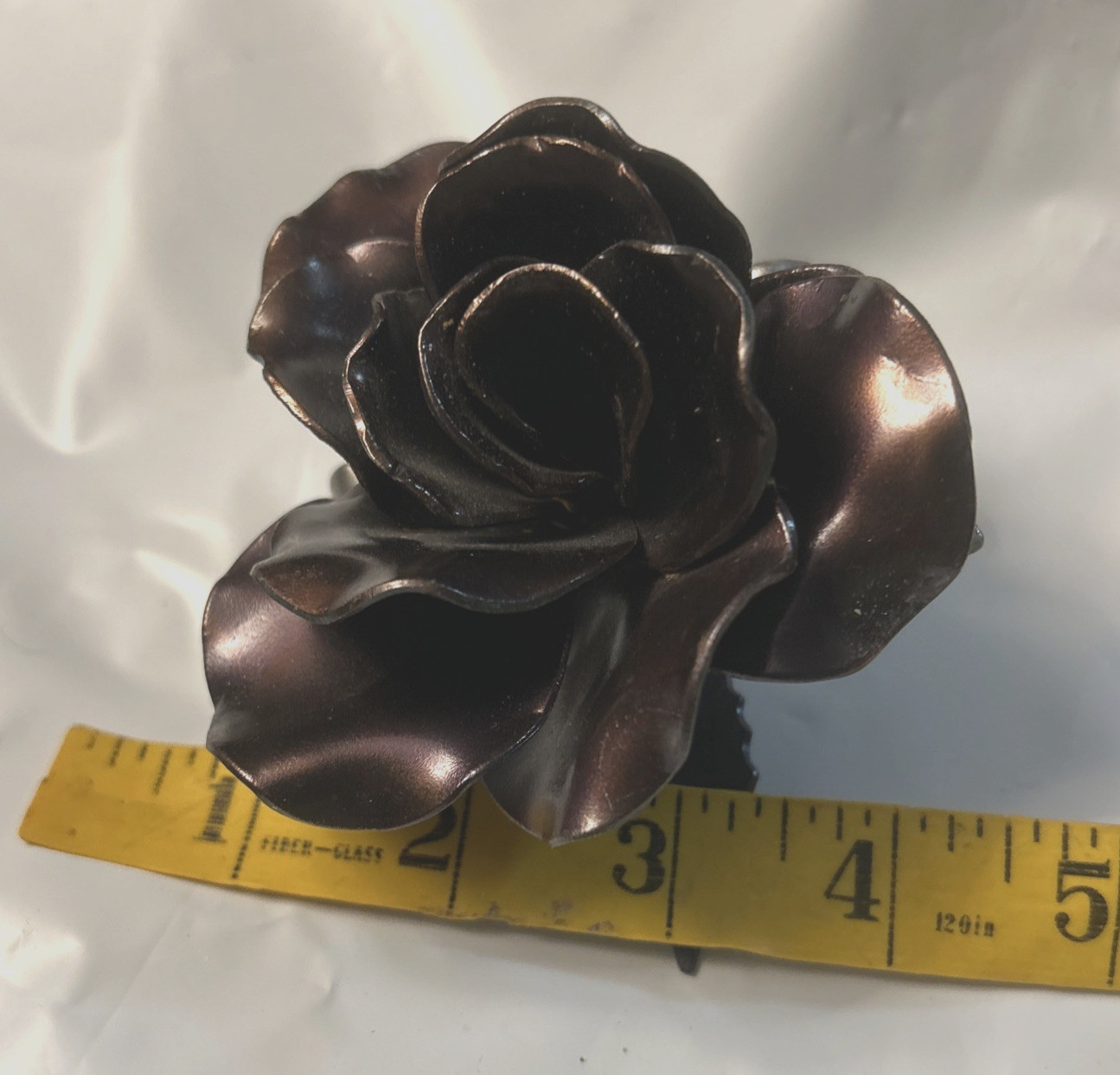 Handmade Steel Copper Tone Rose Raw Metal Flower Industrial Home Decor 4 inch