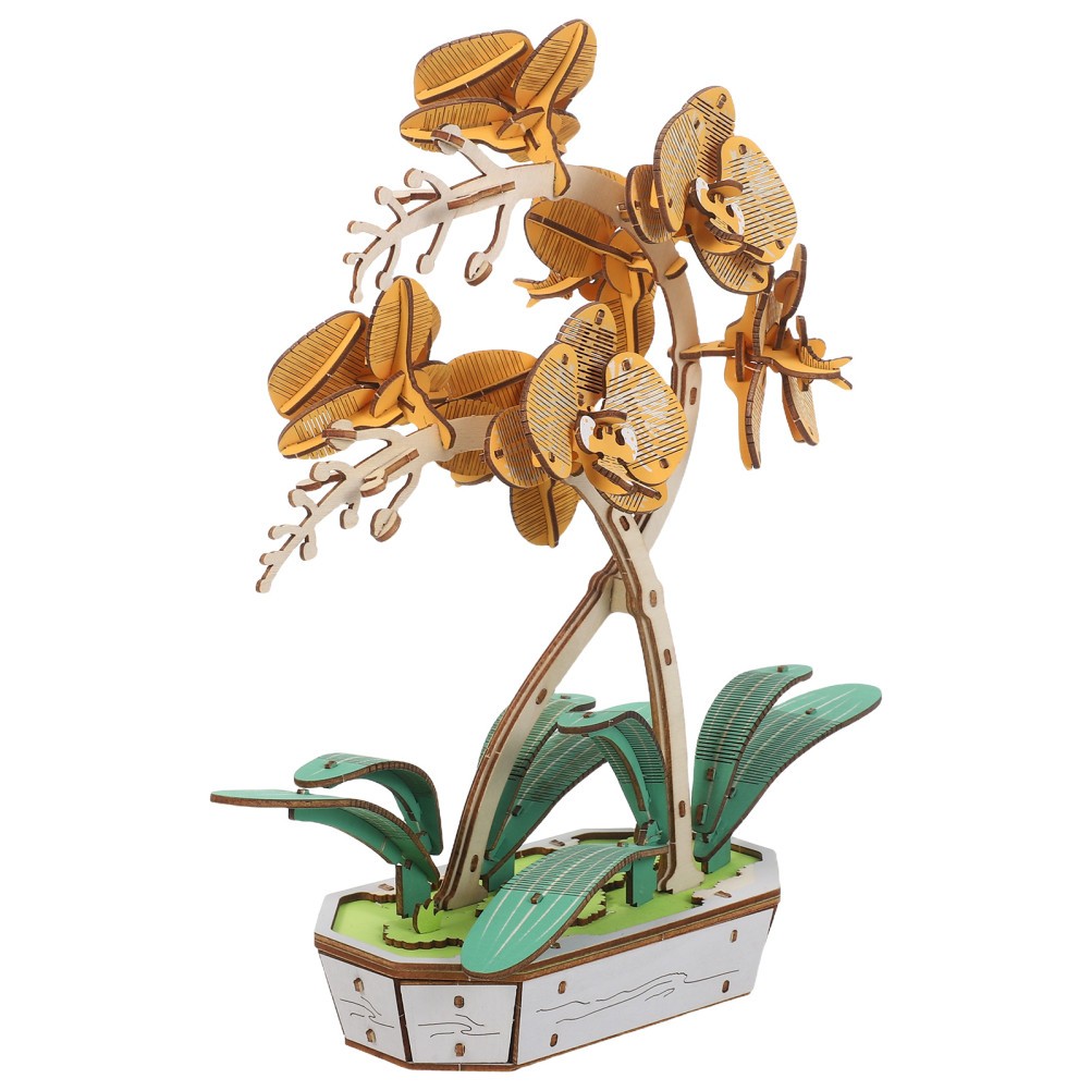Handcraft Phalaenopsis Wood Puzzle Potted Model Kit Flower Making