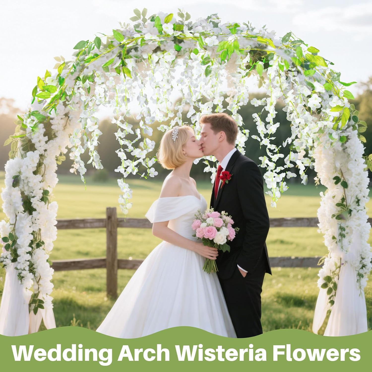 2 Pcs Artificial Wisteria Hanging Flowers – 6.23 Ft Wisteria Hanging Flowers Ga