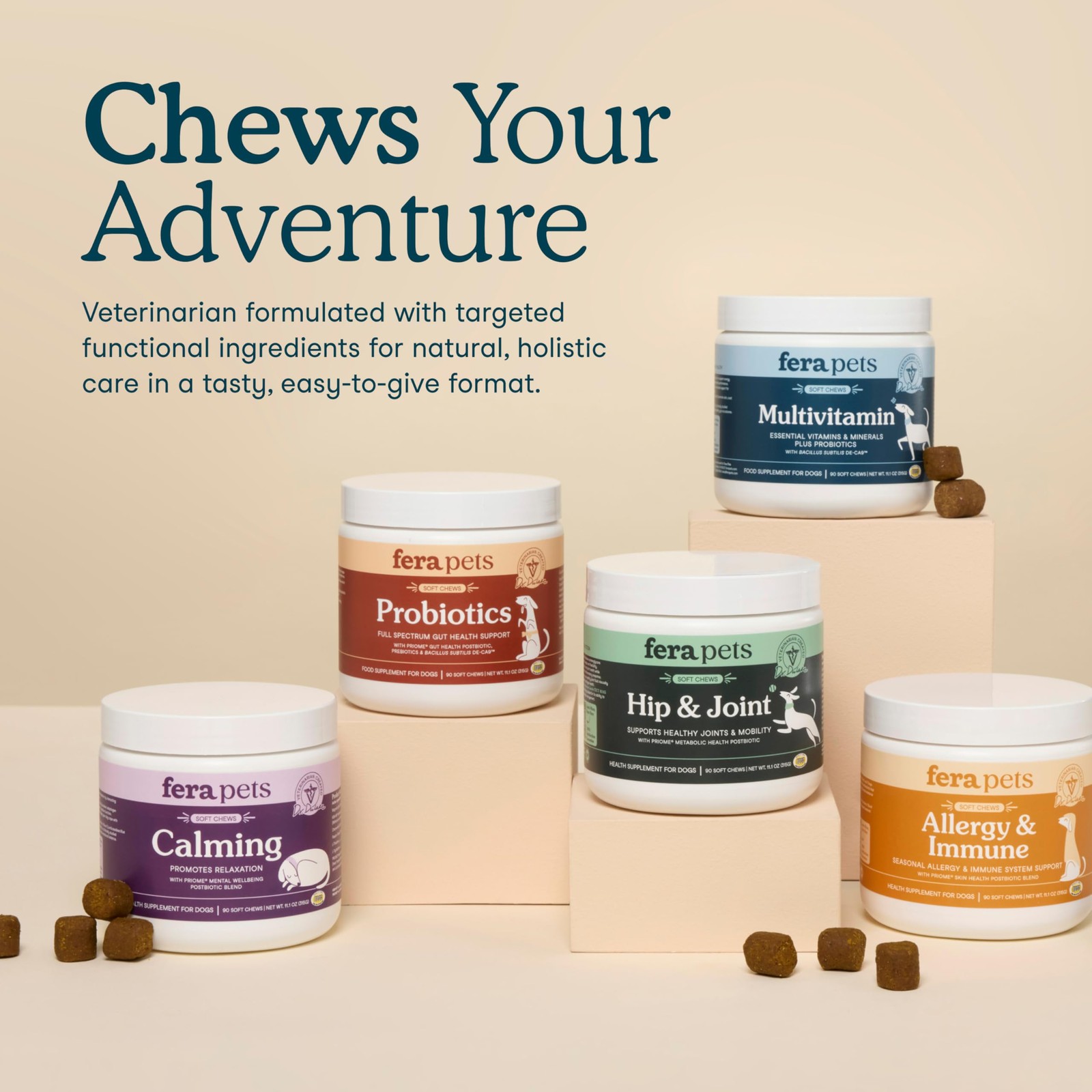 Dog Multivitamin Chews with Glucosamine and 90 Chews, Brown