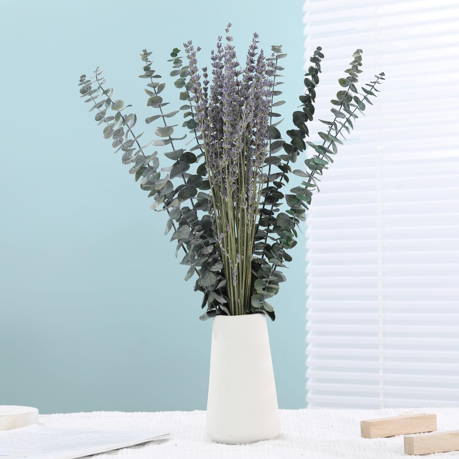 70 PCS Dried Eucalyptus Stems with Lavender Flowers Bundle for Shower, 17” N…