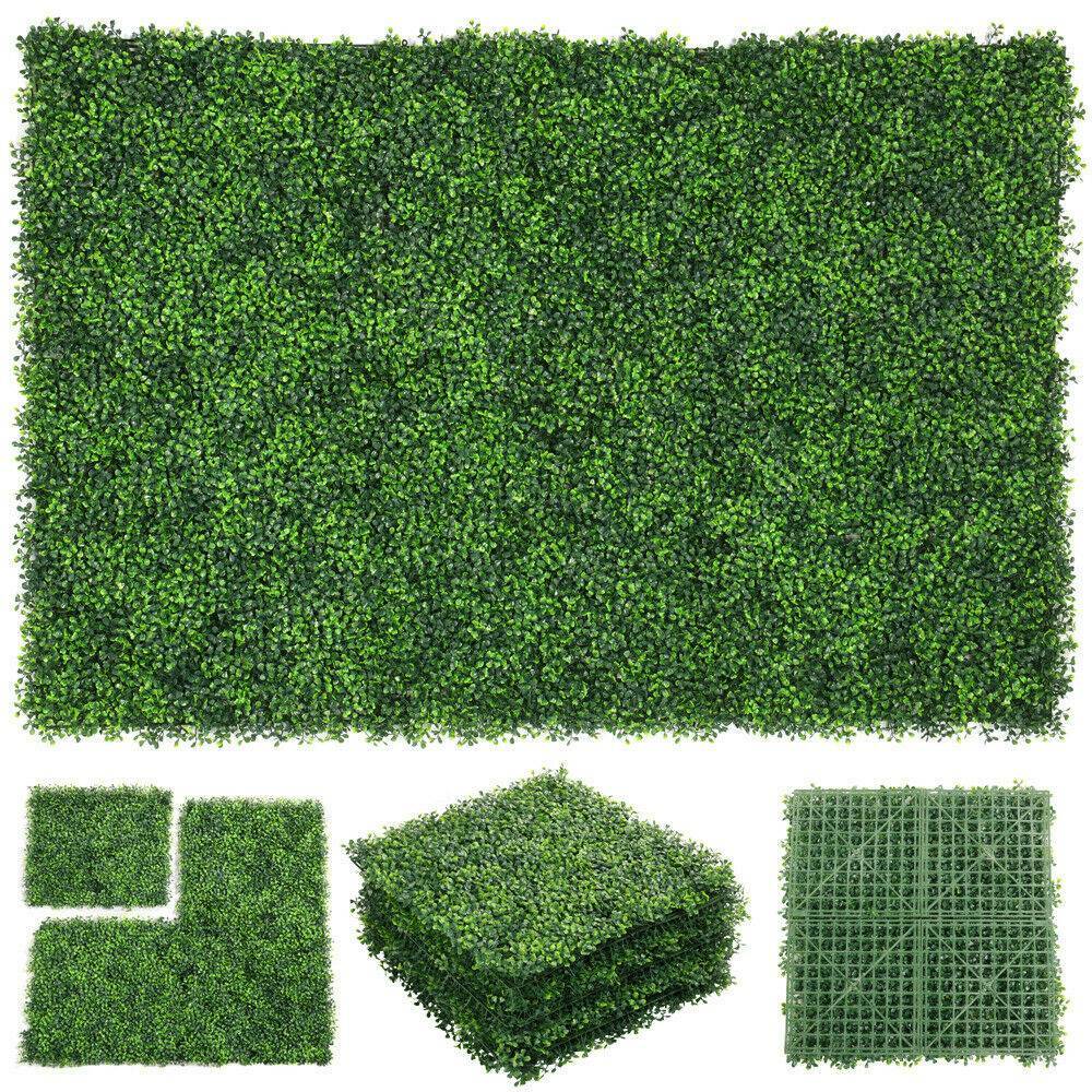 24PCS 10″x10″ Artificial Plants Mat Wall Hedge Decor Privacy Fence Panel Grass