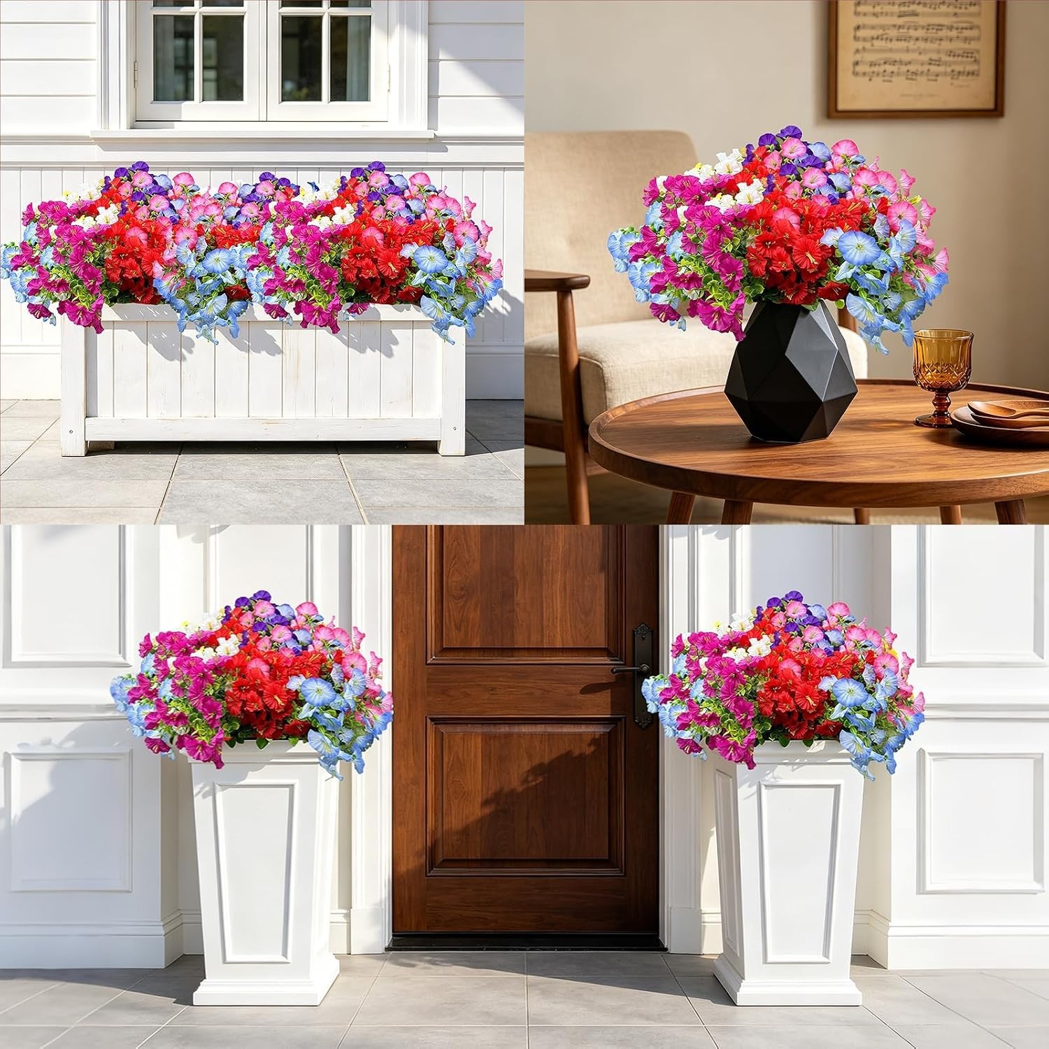 Elegant 14-Bundle Faux Petunias – UV Resistant Artificial Flowers for Outdoors