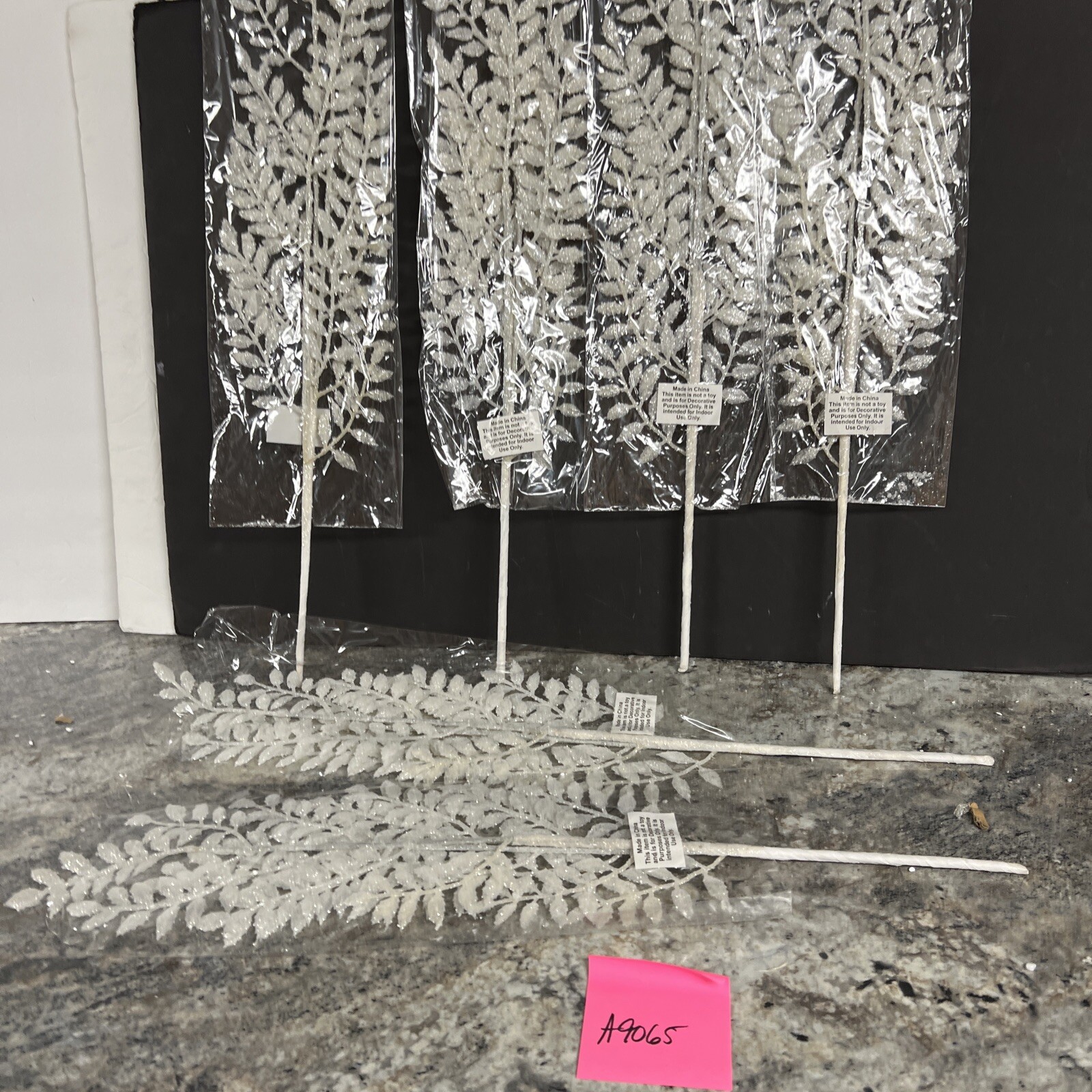 6pc Shimmering Leaf Picks Twig Branch White Valerie Parr Hill Christmas 24.5”