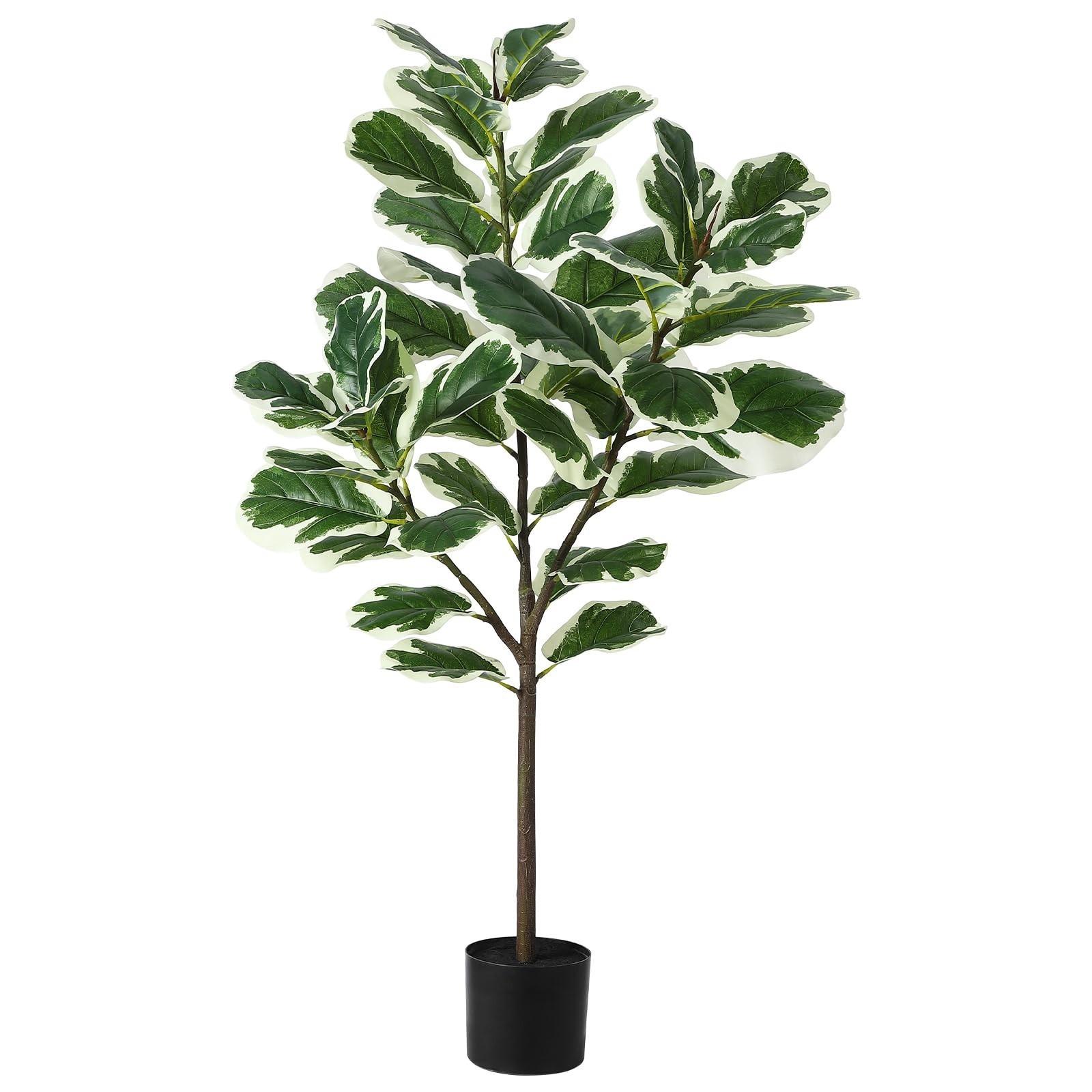 4.3ft Green Artificial Ficus Tree Plant in Pot with 46 Leaves for Indoor Outdoor