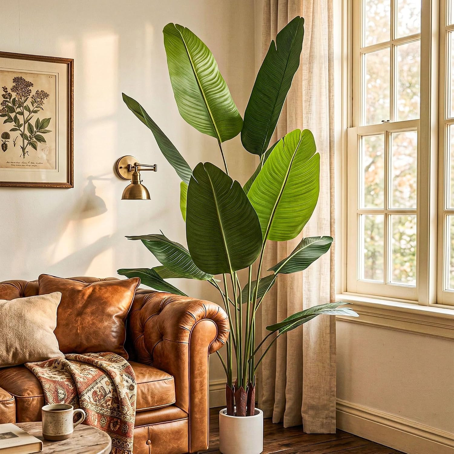 2 Pack Artificial Bird of Paradise Plant 5.2Ft, Faux Banana Leaf Tropical Trees