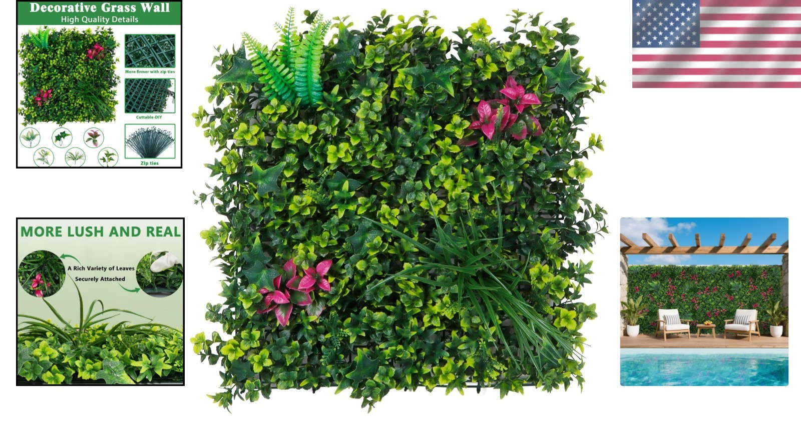 12 Piece Mint Green Grass Wall Panels for Indoor/Outdoor Elegance, 20”x20”