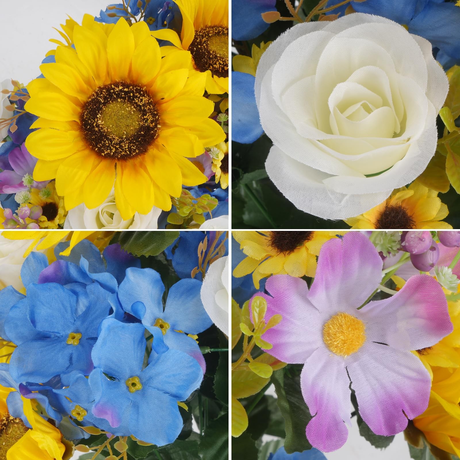 2Pcs 17.7Inch Sunflowers Artificial Flowers Bouquets Cemetery Flowers for Gra…